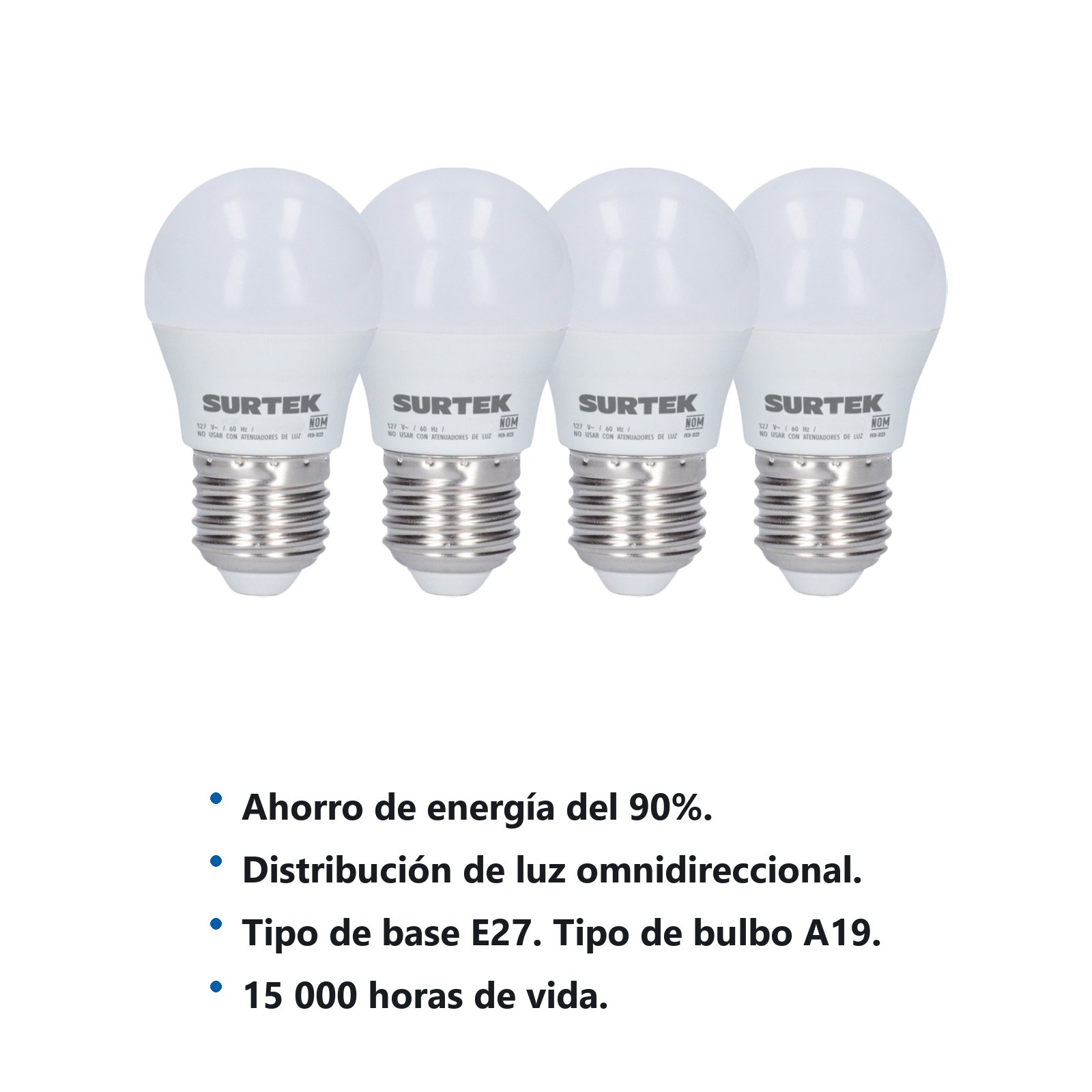 Paquete de 4 lámparas de LED tipo bulbo A19, 14 W luz de día Surtek - Imagen 2