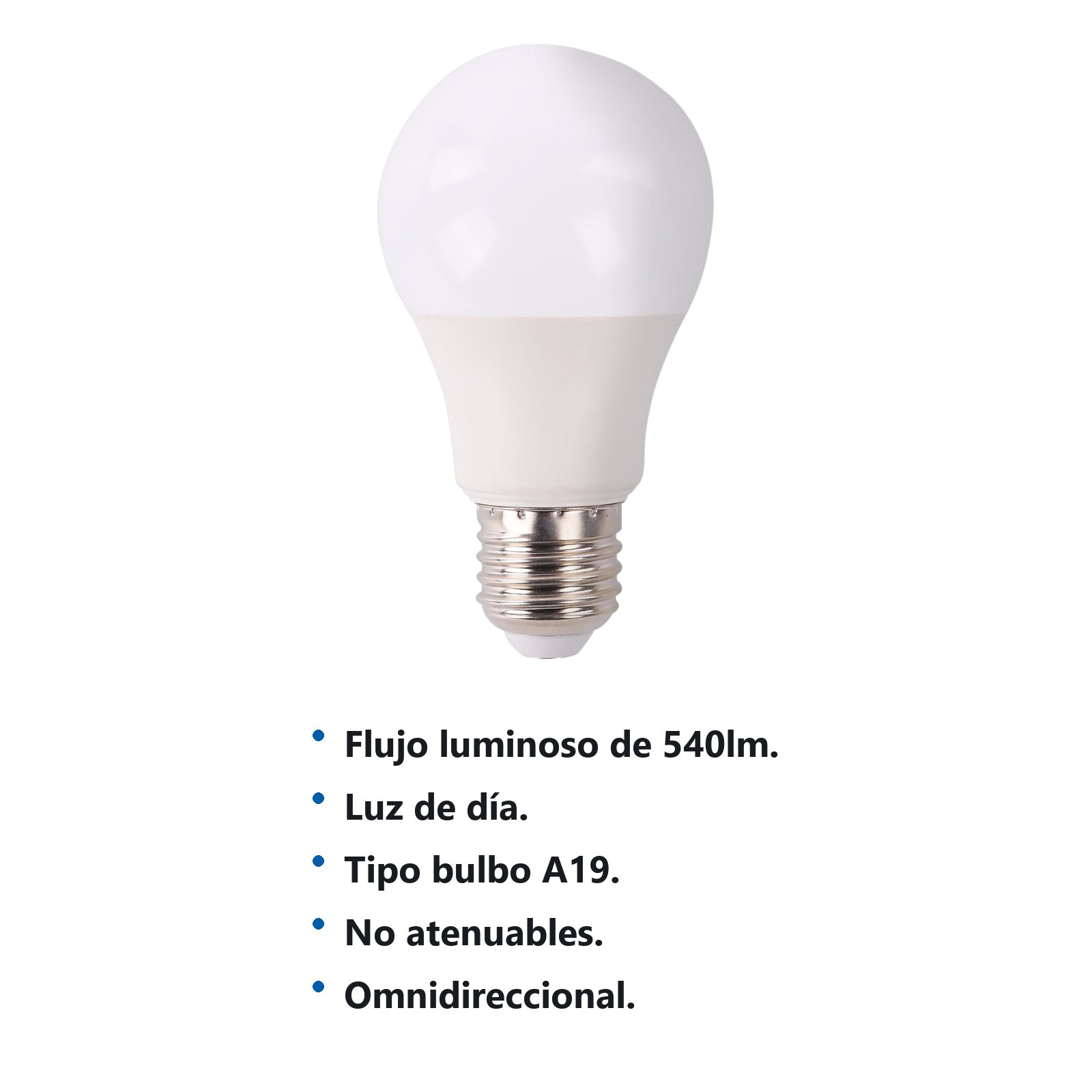 Paquete de 4 lámparas de LED tipo bulbo A19, 6 W luz de día Foy - Imagen 2