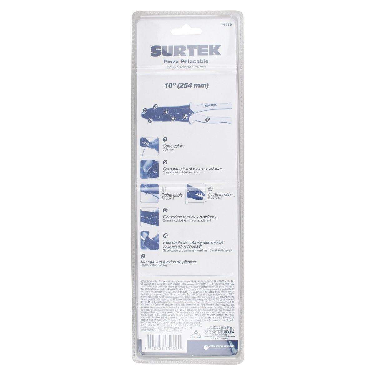 Pinza pelacable 10-20 AWG de  10" Surtek - Imagen 3