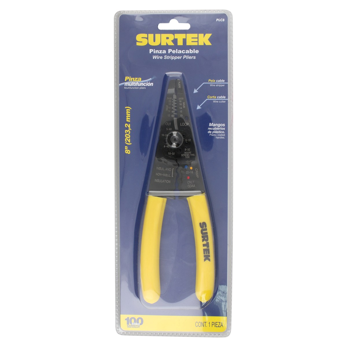Pinza pelacable 10-22 AWG de  8" Surtek - Imagen 2