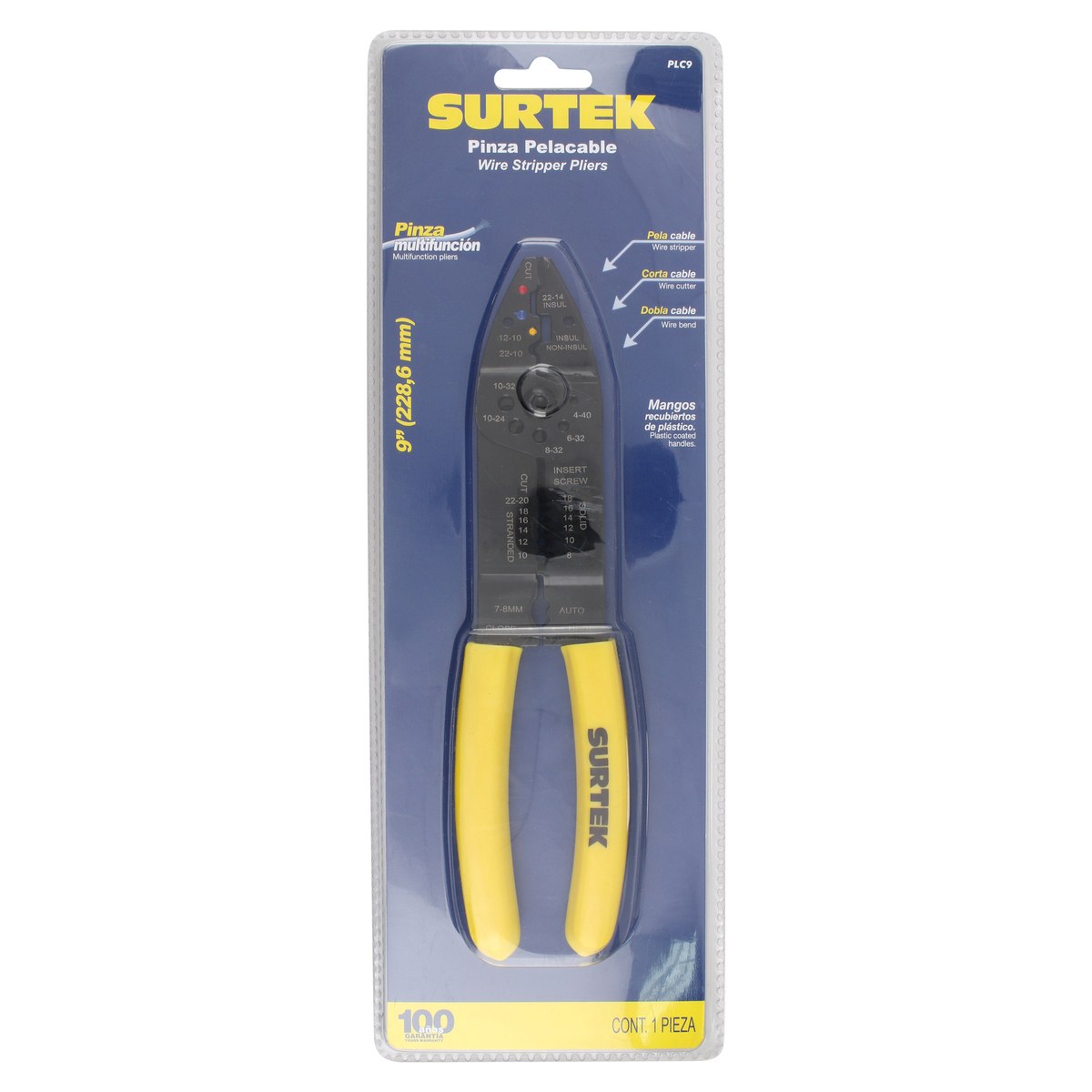 Pinza pelacable 10-24 AWG de  9" Surtek - Imagen 2