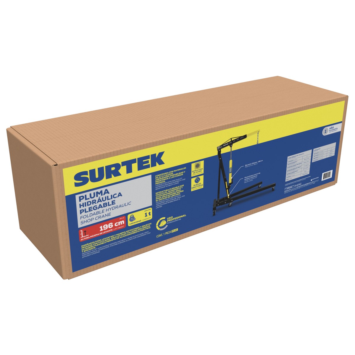Pluma hidráulica plegable con posición de levantamiento adaptable, 1 ton Surtek - Imagen 2