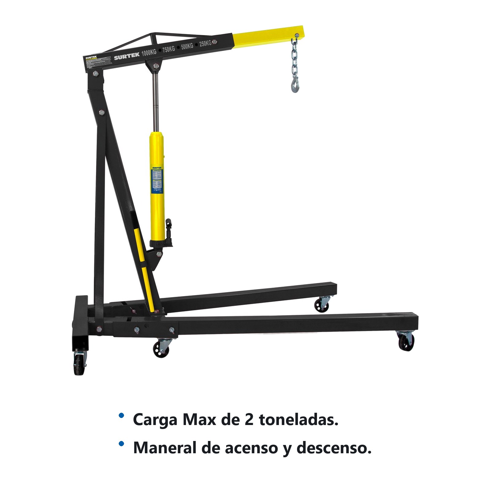 Pluma hidráulica plegable con posición de levantamiento adaptable, 2 ton Surtek - Imagen 2