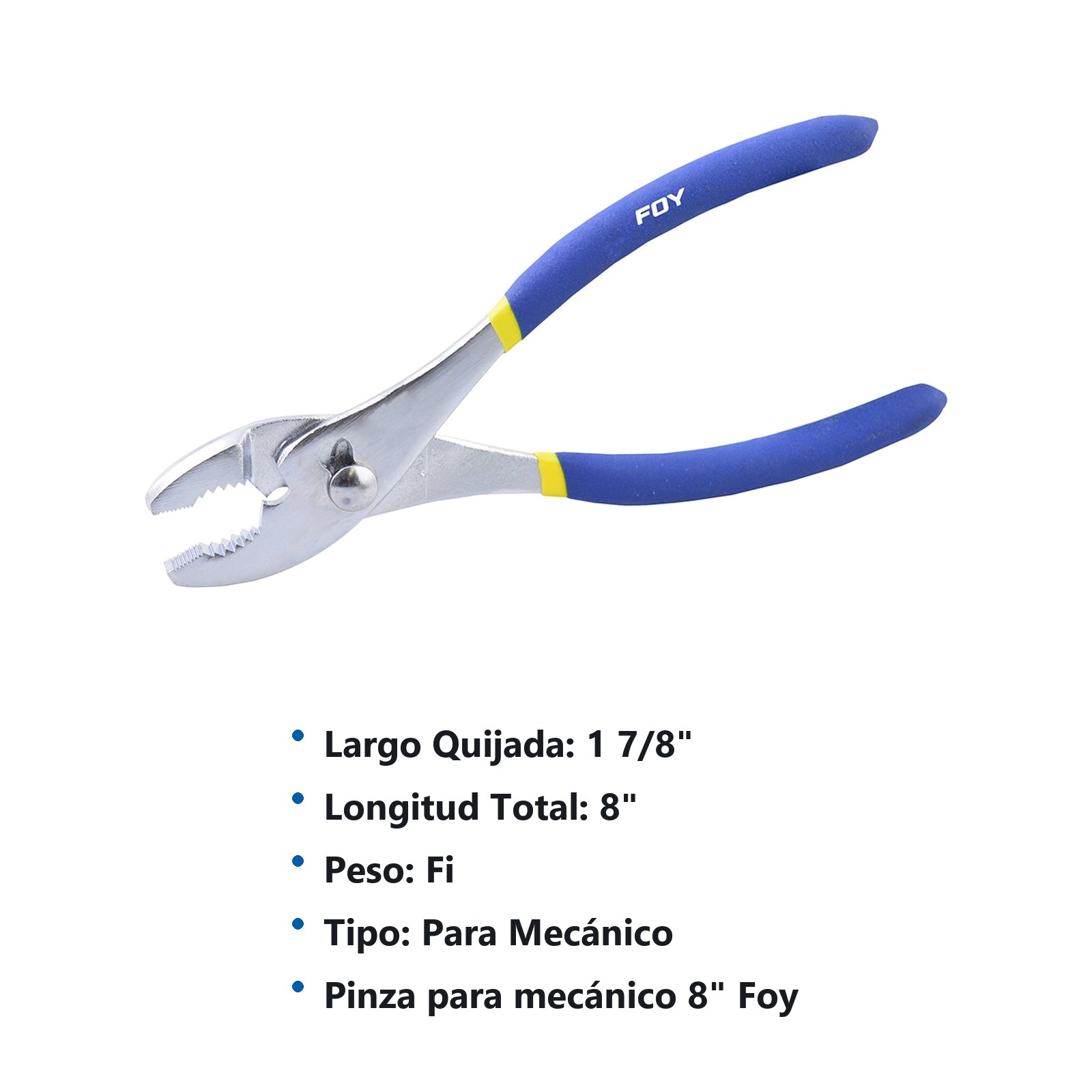 Pinza para mecánico con mango de plastisol de 8" Foy - Imagen 3