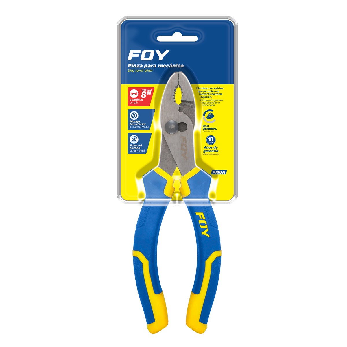 Pinza para mecánico con mango bimaterial de 8" Foy - Imagen 2