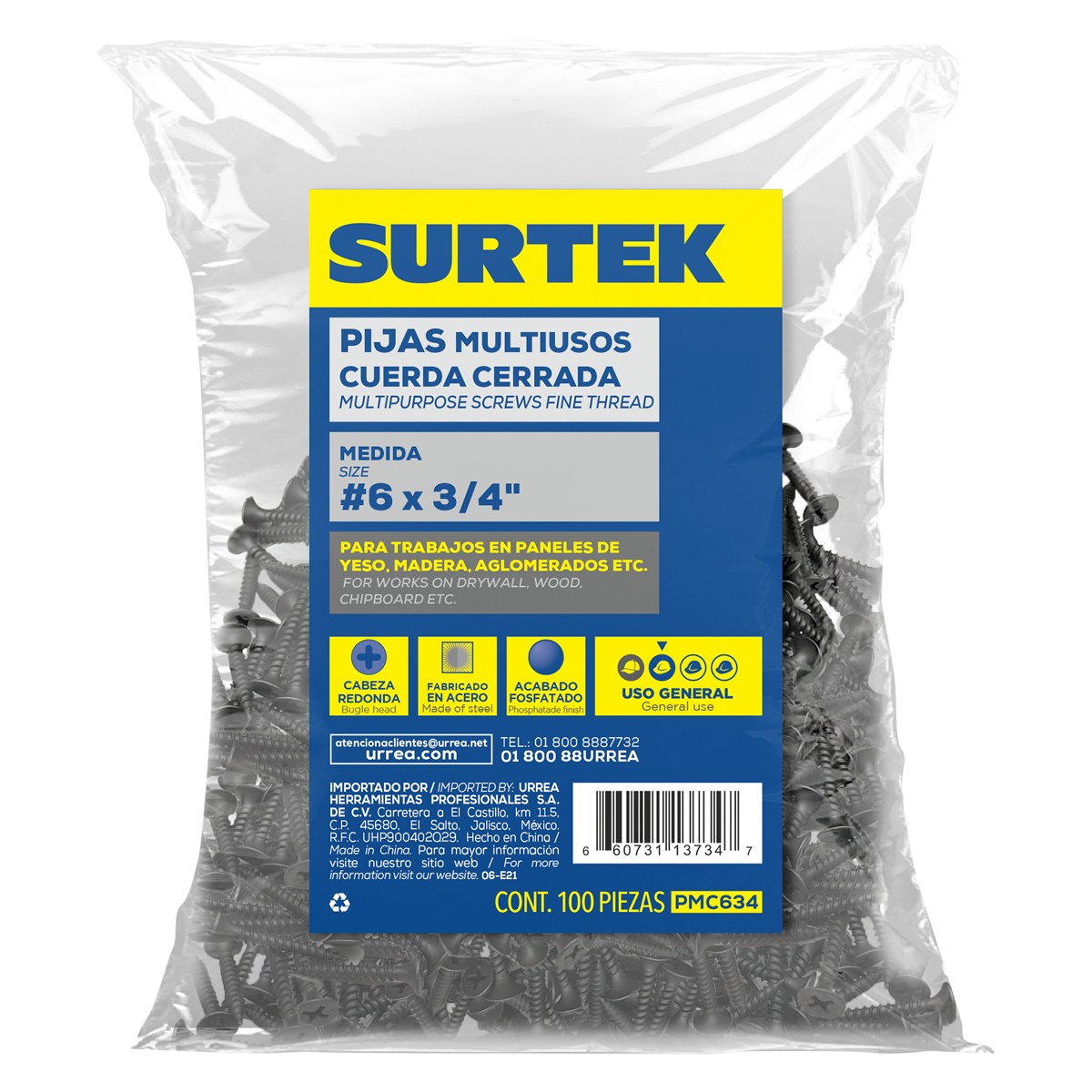 Pija multiusos cuerda cerrada 3/4" x #6, 100 piezas Surtek - Imagen 2