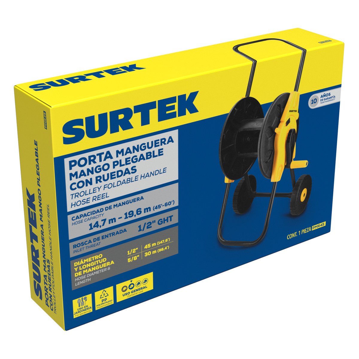 Porta manguera con ruedas, capacidad de 45 m Surtek - Imagen 3