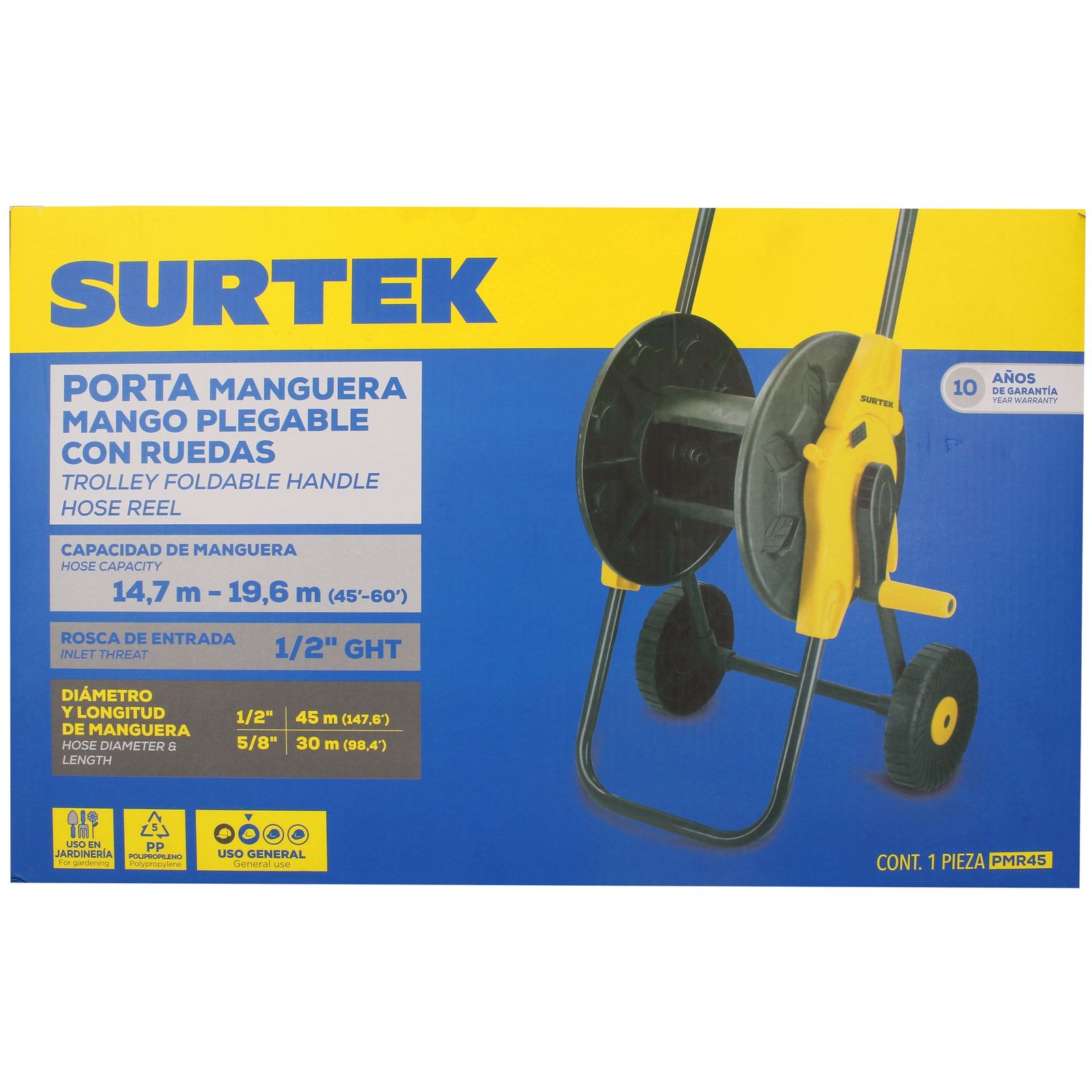 Porta manguera con ruedas, capacidad de 45 m Surtek - Imagen 4