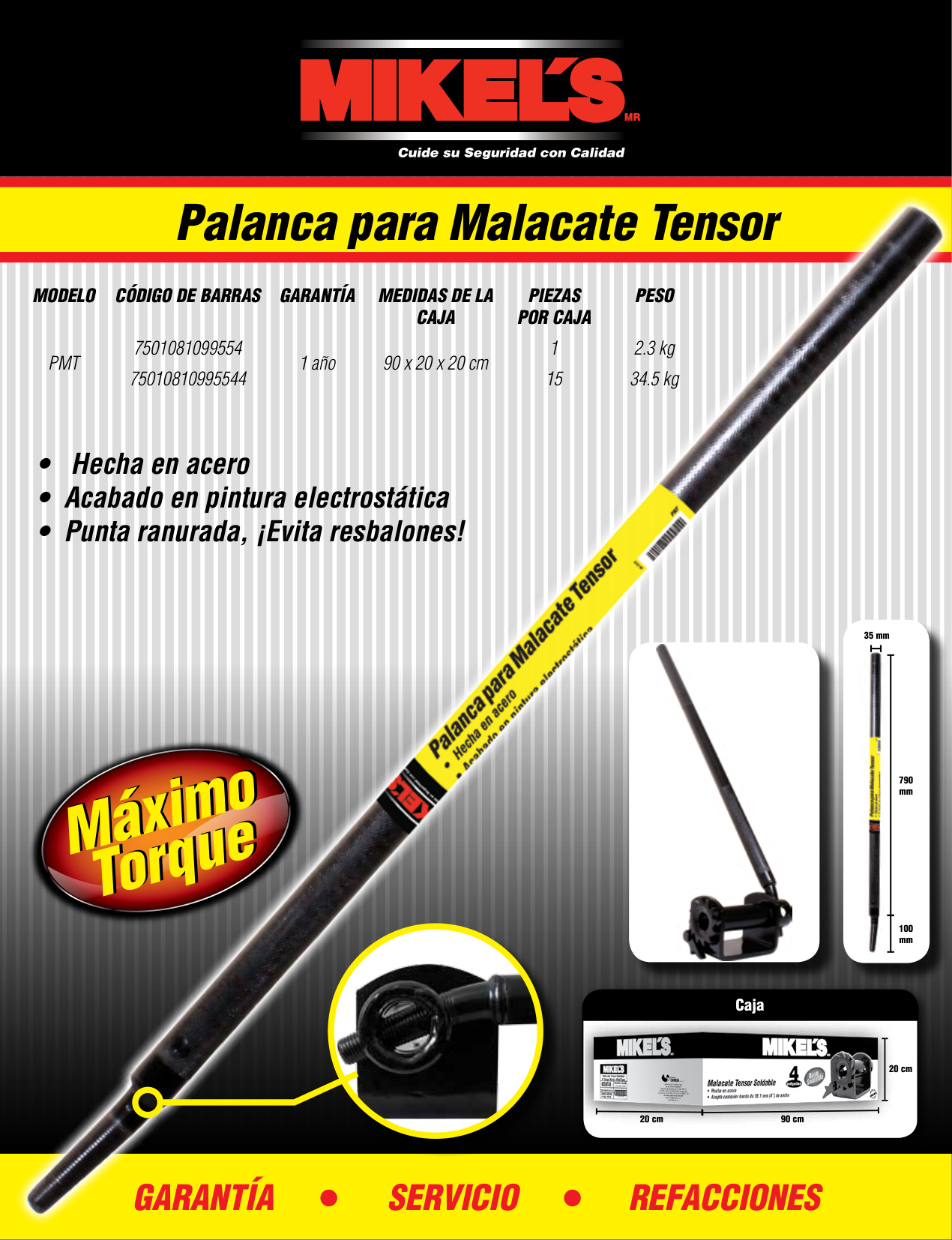 MIKELS PMT Palanca para malacate tensor (100 cms) - Imagen 4