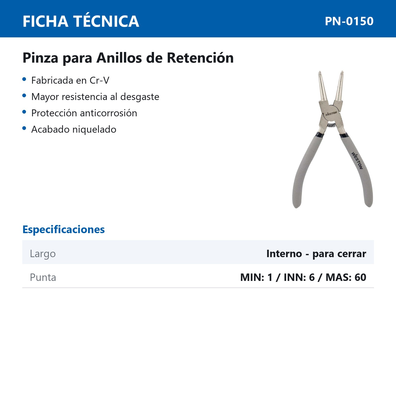 PINZAS PUNTA 90° PARA ANILLOS INTERIOIR 7" - Imagen 4