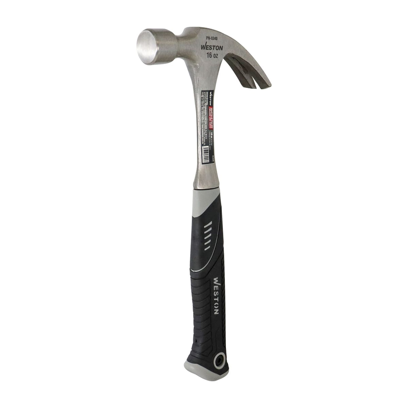 Martillo Pulido Forjado Uña Curva 16 oz Mango 13" Fibra de Vidrio Weston