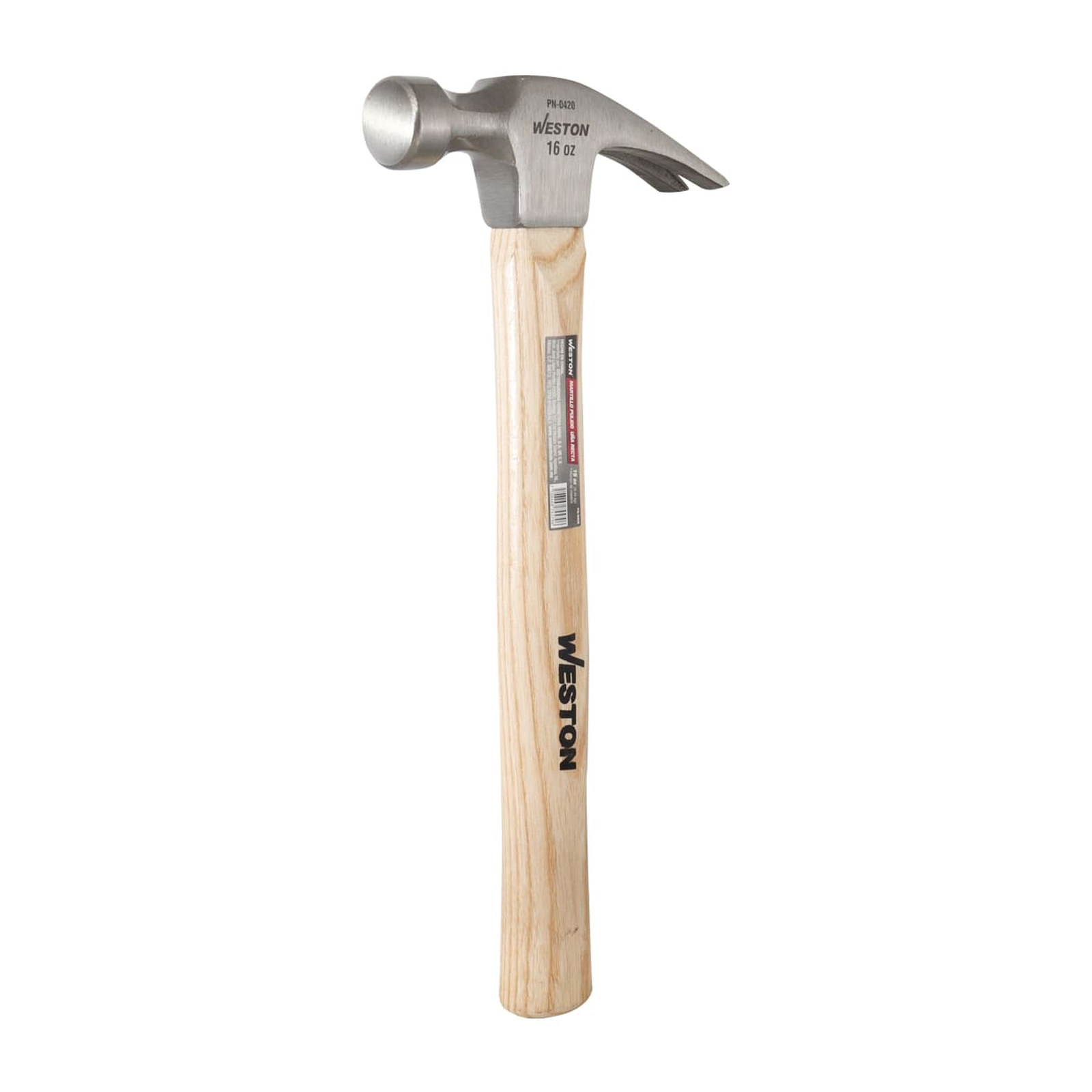 Martillo Pulido Uña Recta 16 oz Mango de Madera 13" Weston