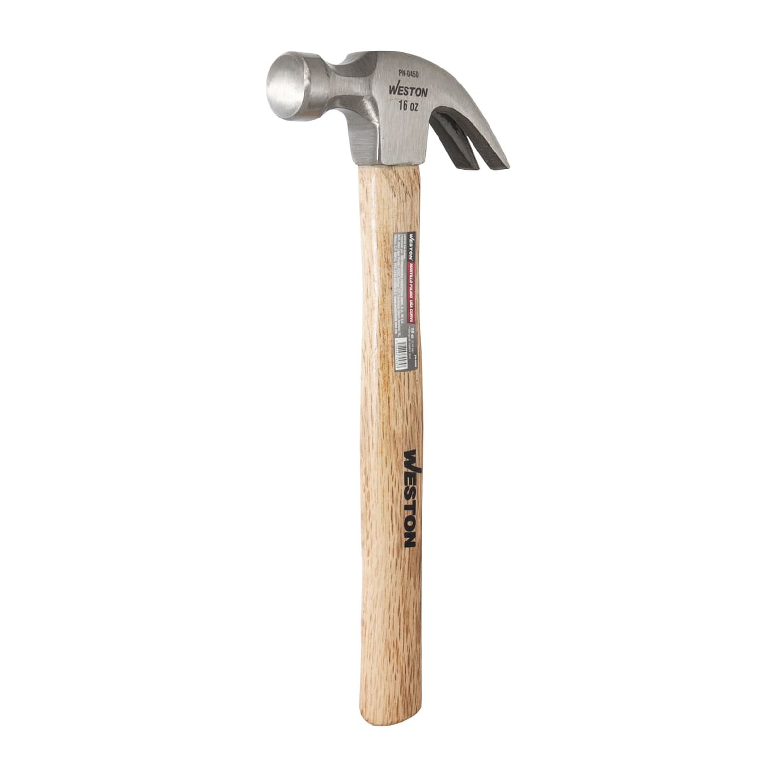 Martillo Pulido Uña Curva 16 oz Mango 13" Madera Dura Weston