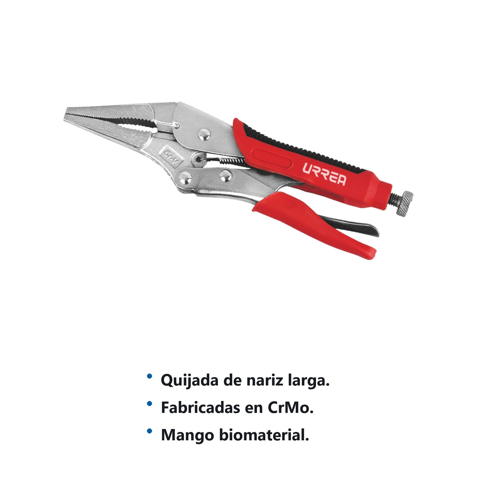 Pinza de presión con mango bimaterial de 9" nariz larga Urrea - Imagen 2