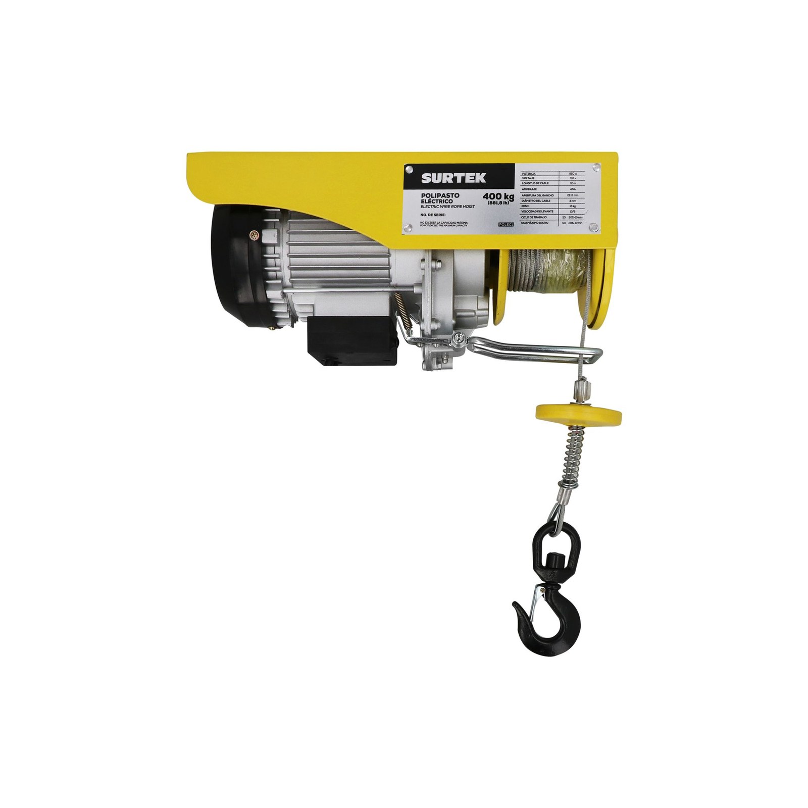 Polipasto eléctrico 1 ramal,  0.4 ton, cable 12 m Surtek - Imagen 3