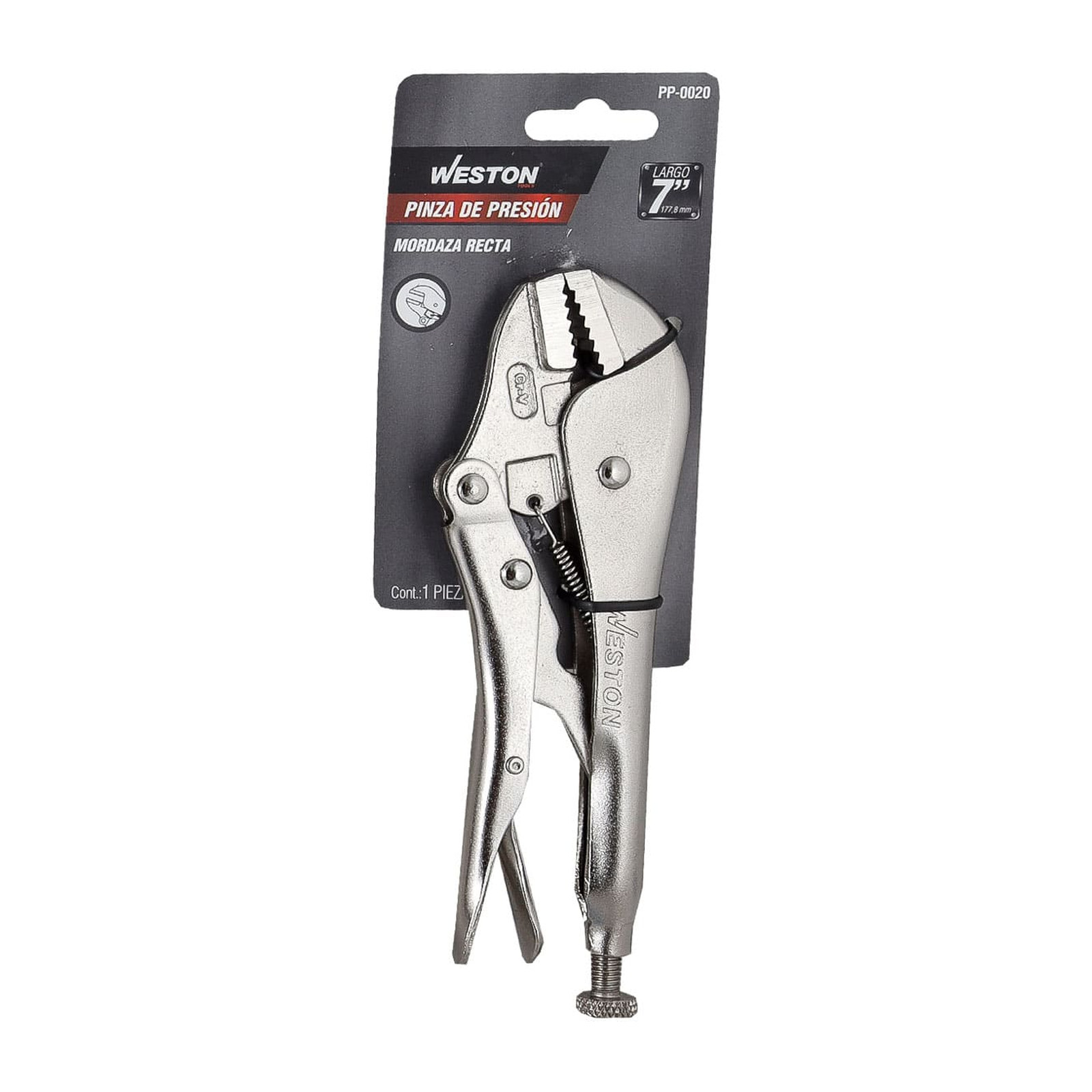 PINZA DE PRESION C/MORDAZA RECTA CRV 7'' (7R) (CAJA C/6 PZAS - PRECIO X PIEZA) - Imagen 4