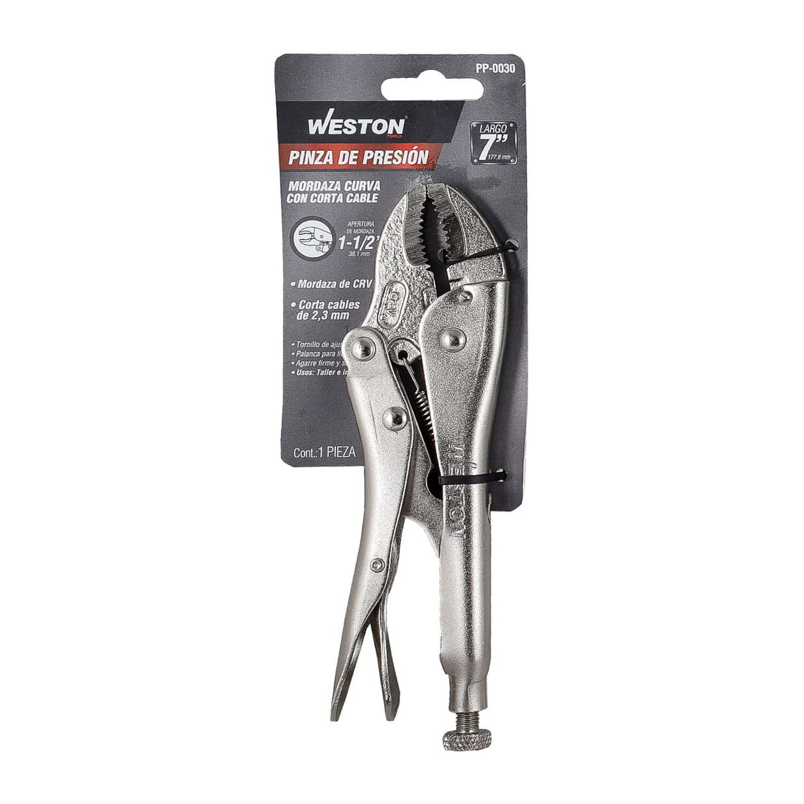PINZA DE PRESION C/MORDAZA CURVA CRV C/CORTA CABLE 7'' (7WR) (CAJA C/6 PZAS - PRECIO X PIEZA) - Imagen 4