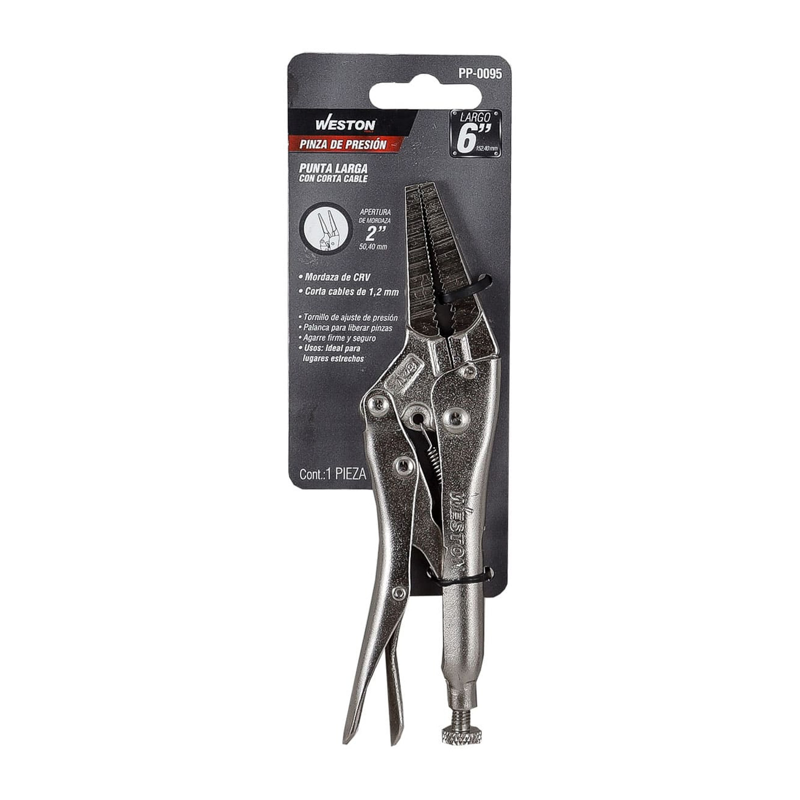 PINZA DE PRESION PUNTA LARGA C/CORTA CABLE 6'' (6LN) (CAJA C/6 PZAS - PRECIO X PIEZA) - Imagen 4