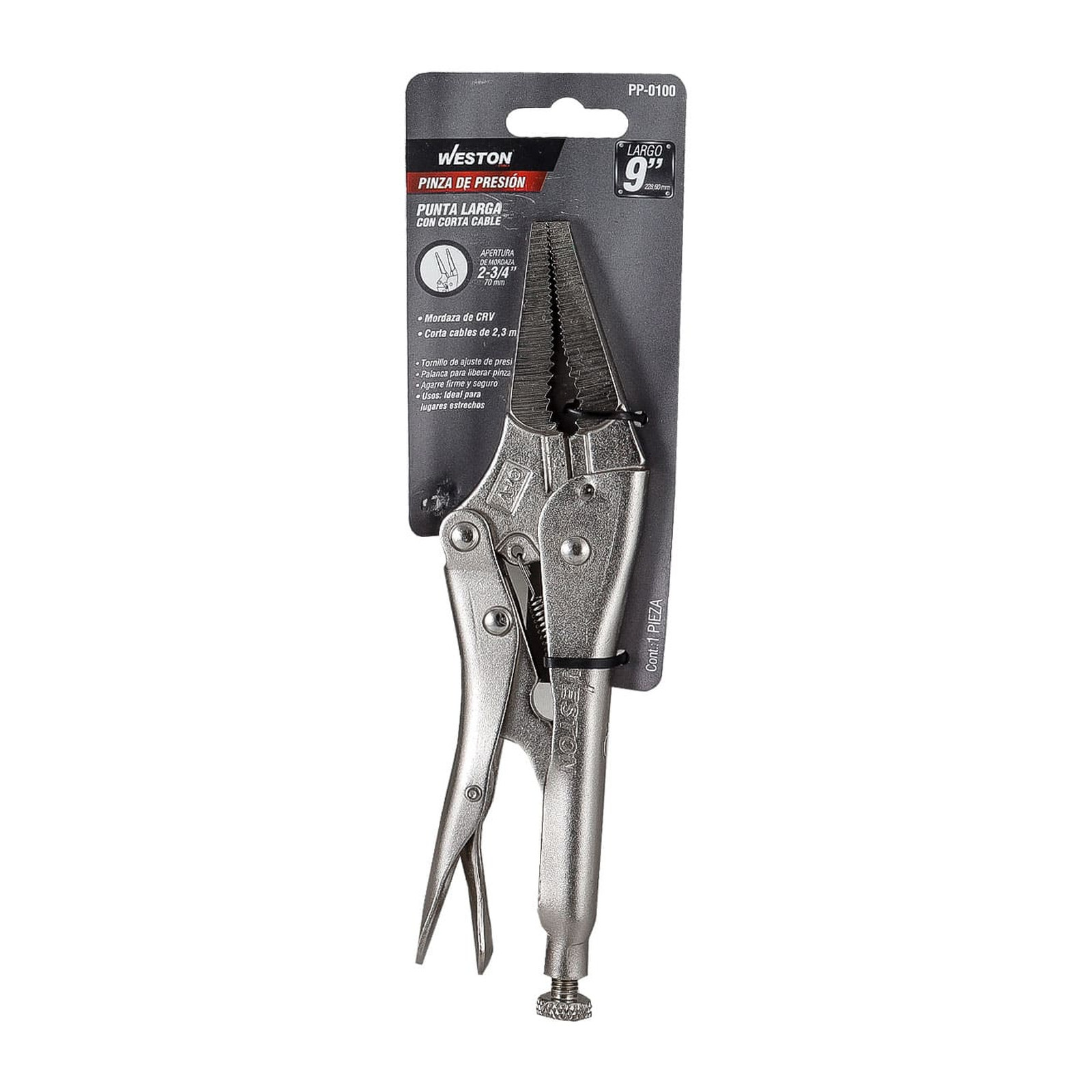 PINZA DE PRESION PUNTA LARGA C/CORTA CABLE 9'' (9LN) (CAJA C/6 PZAS - PRECIO X PIEZA) - Imagen 4
