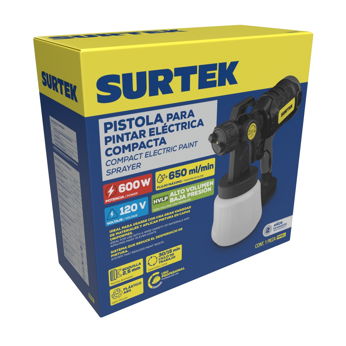 Pistola eléctrica para pintar 600 W 127 V compacta Surtek - Imagen 2