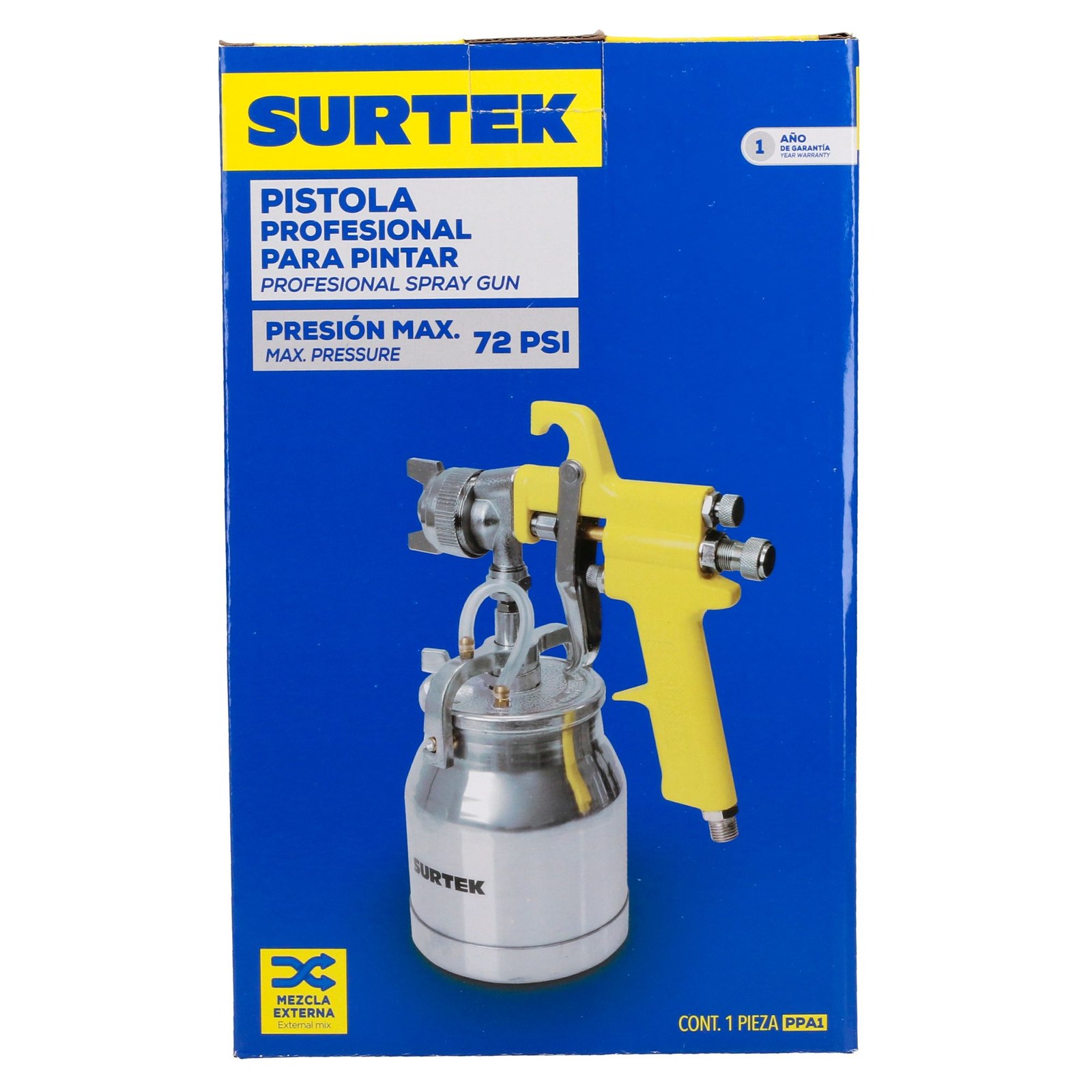 Pistola para pintar con vaso reforzado de alta presión, capacidad 1000 ml, 72 PSI Surtek - Imagen 4
