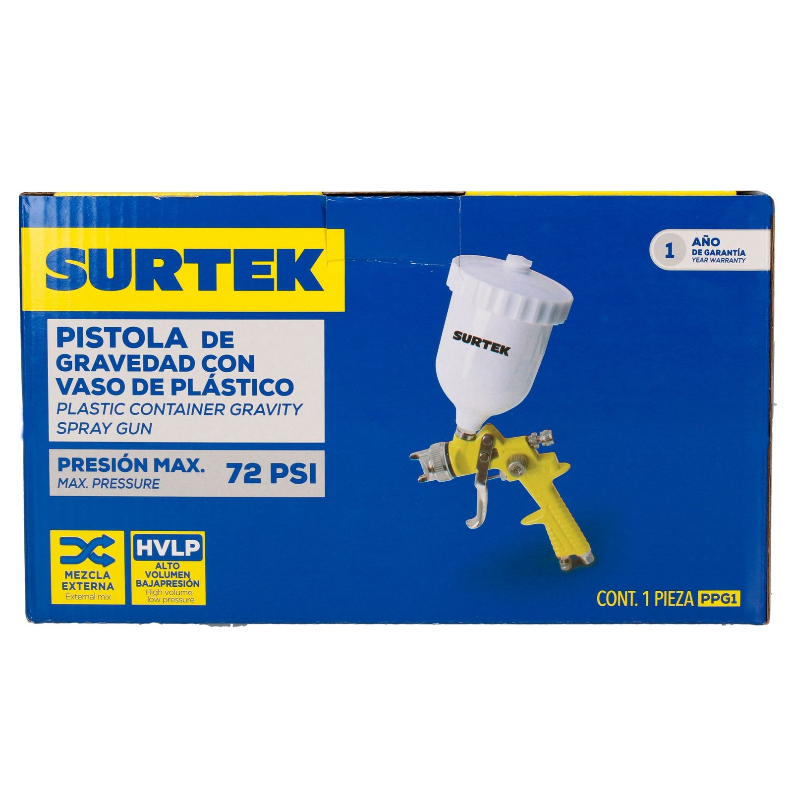 Pistola para pintar terminados baja presion, capacidad 600 ml, 50 PSI Surtek - Imagen 4