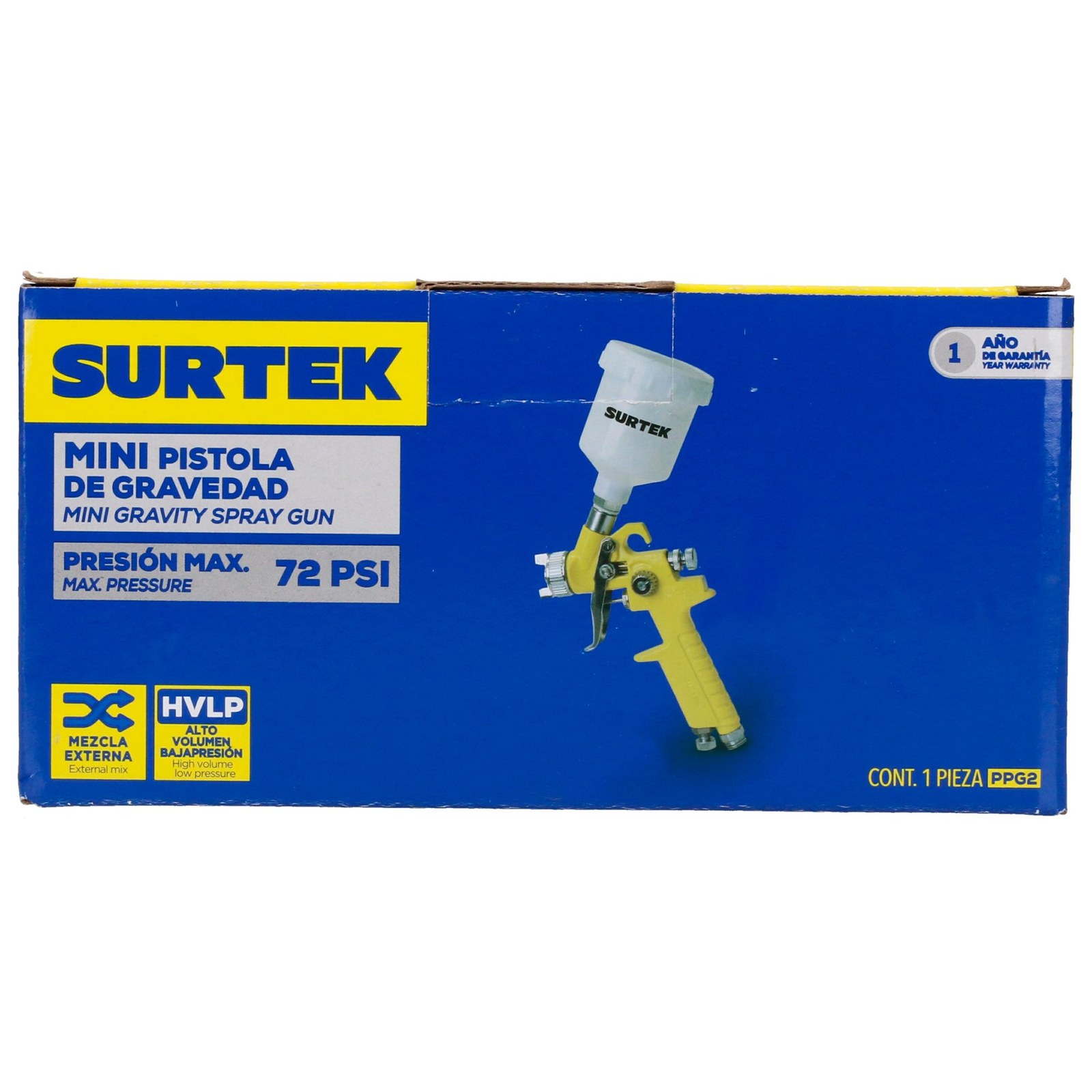 Pistola para pintar terminados baja presion, capacidad 125 ml, 50 PSI Surtek - Imagen 4