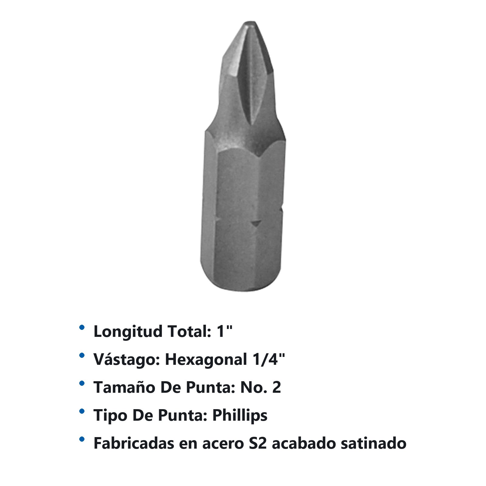 Punta Phillips de poder hexágono de 1/4", #2 x 1" 25 piezas Surtek - Imagen 2