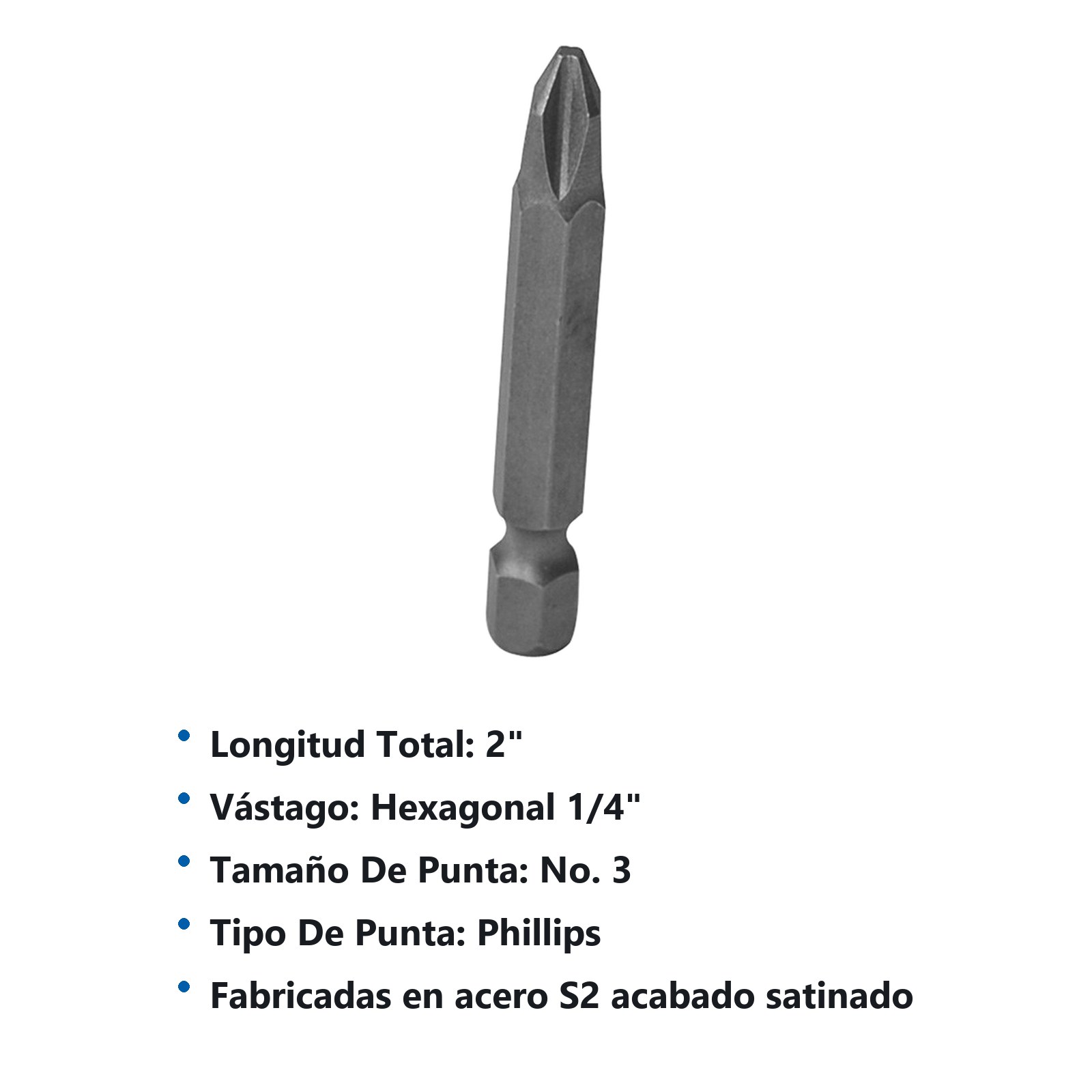 Punta Phillips de poder hexágono de 1/4", #3 x 2" 5 piezas Surtek - Imagen 2