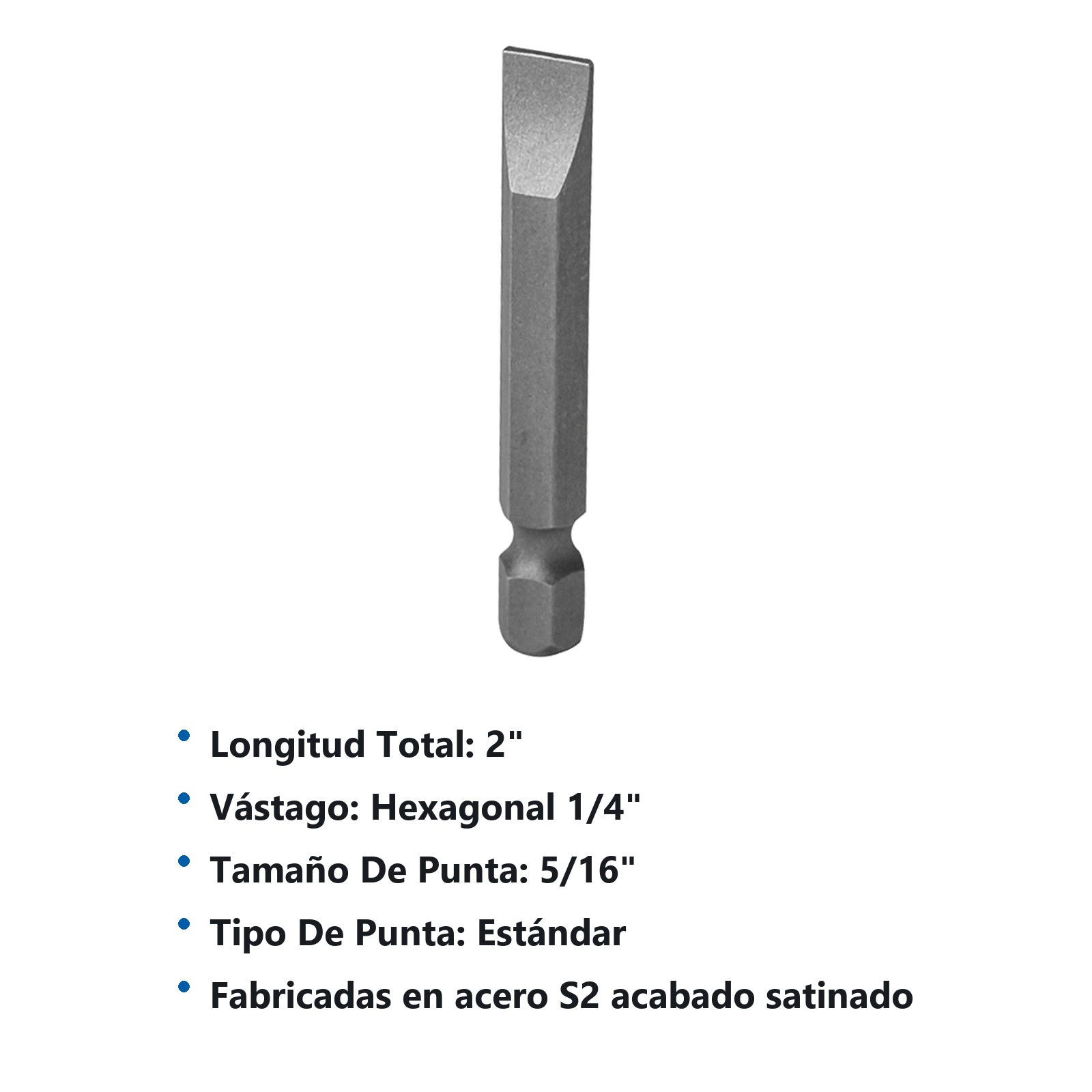 Puntas planas de poder para destornillador hexágono de 1/4", 5/16" x 2" 5 piezas Surtek - Imagen 2