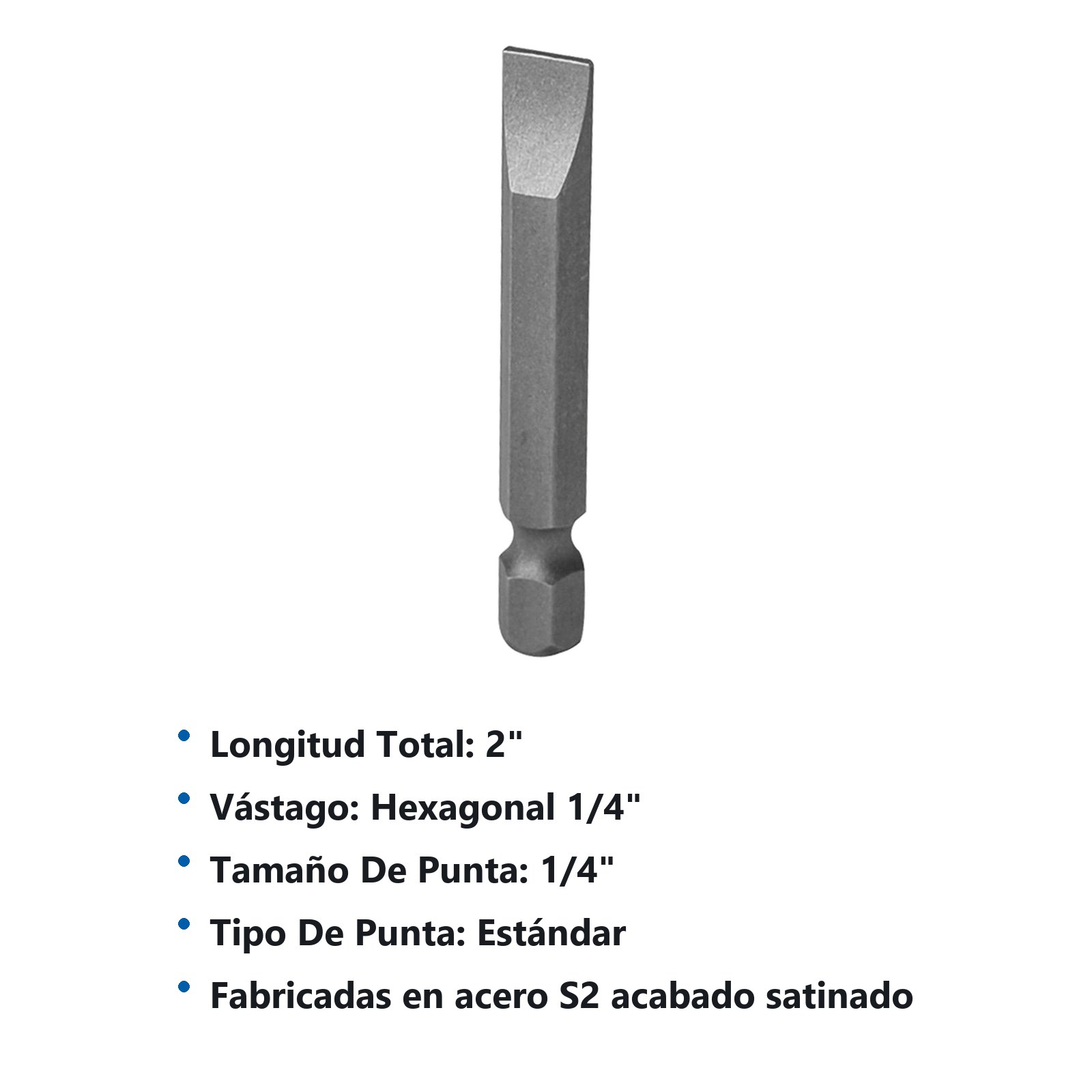 Puntas planas de poder para destornillador hexágono de 1/4", 1/4" x 2" 5 piezas Surtek - Imagen 2