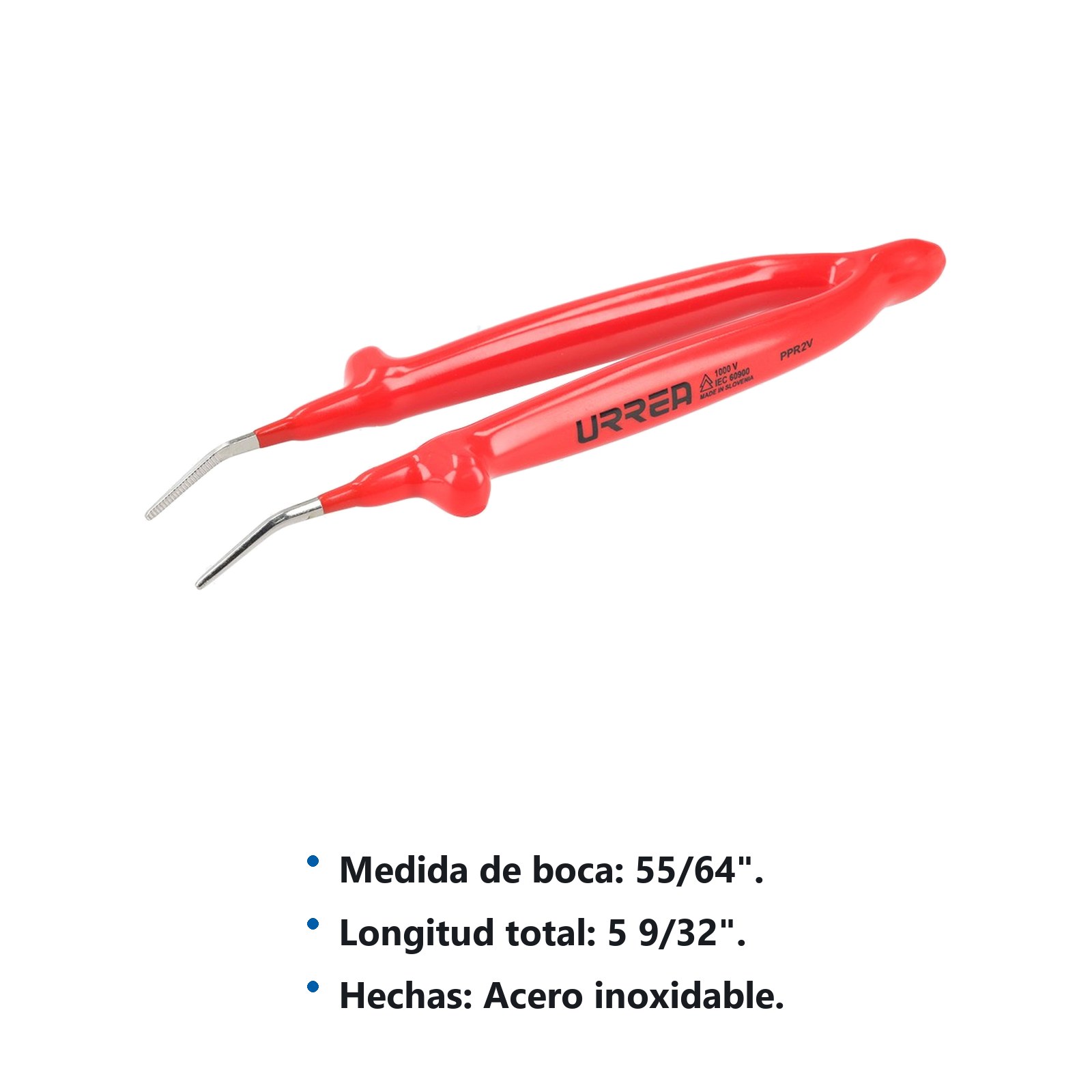 Pinza de precisión de 1000 V de 5-9/32" punta curva Urrea - Imagen 2