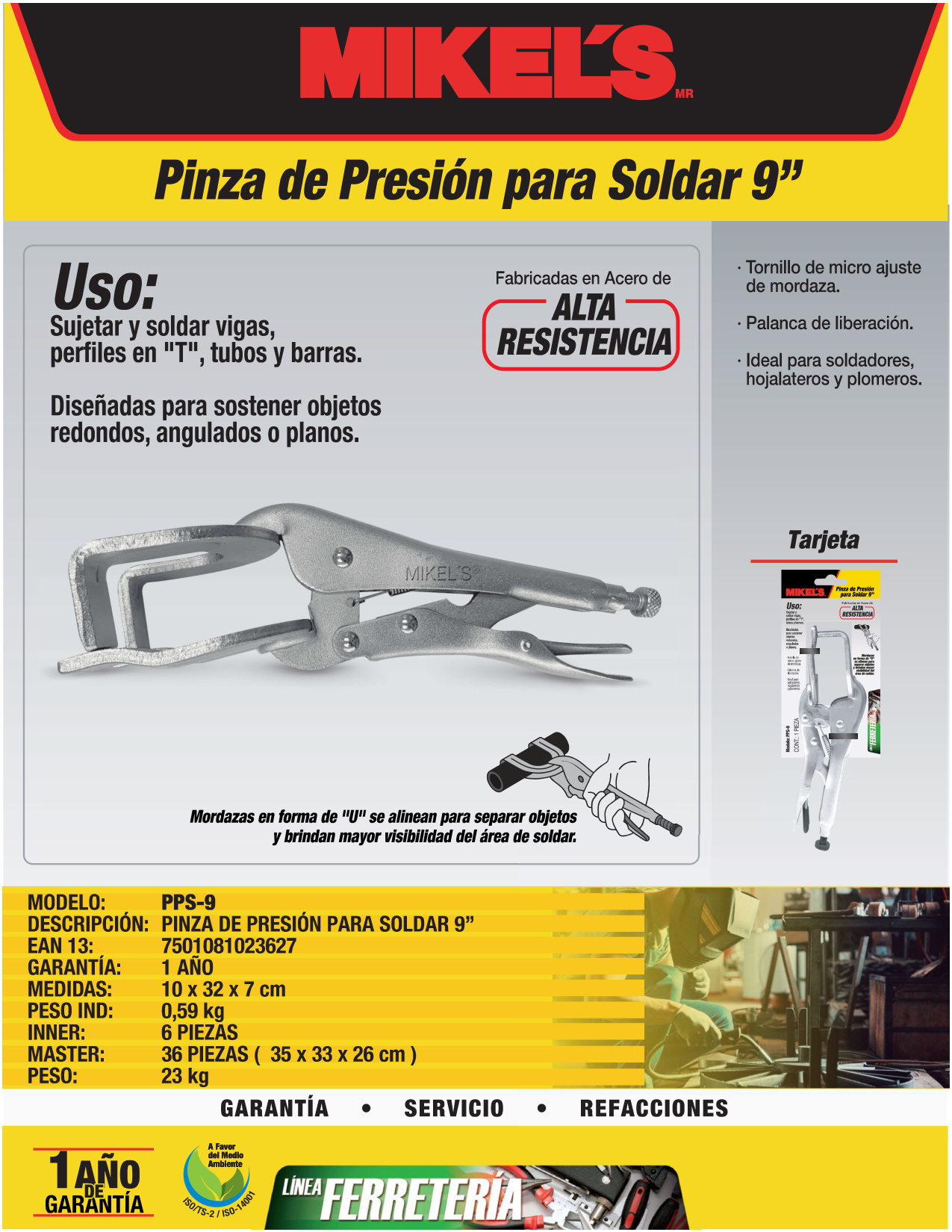 MIKELS PPS-9 Pinza de presión para soldar (9") - Imagen 4