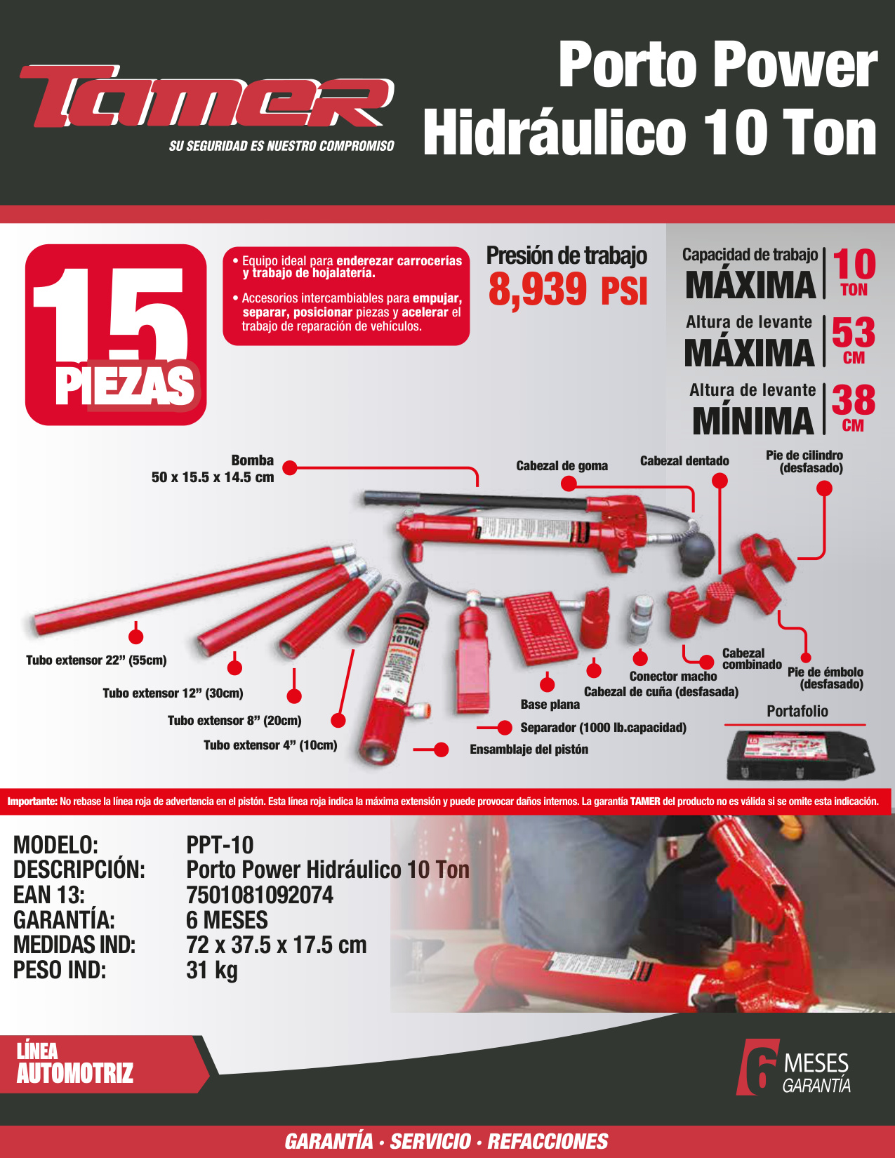 TAMER PPT-10 Porto power (10 ton) - Imagen 4
