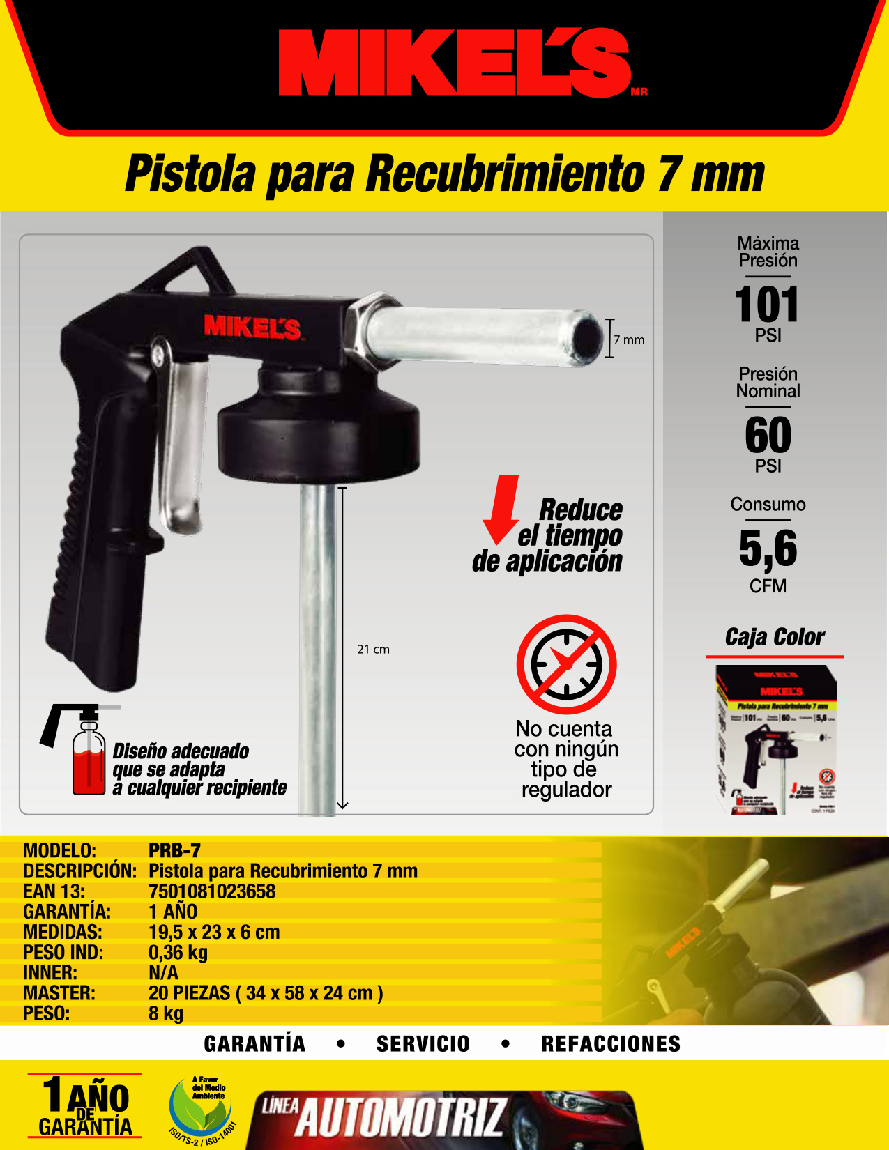 MIKELS PRB-7 Pistola para recubrimiento - Imagen 4