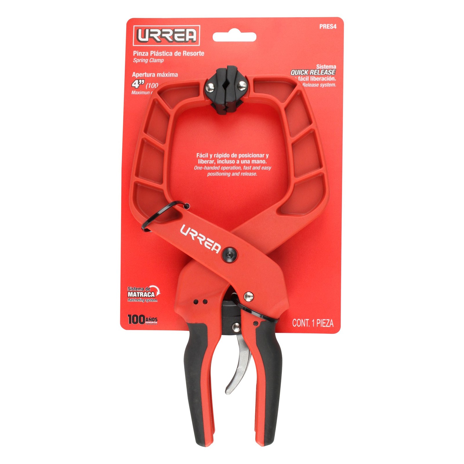 Prensa plástica de resorte 4", Quick Release Urrea - Imagen 3