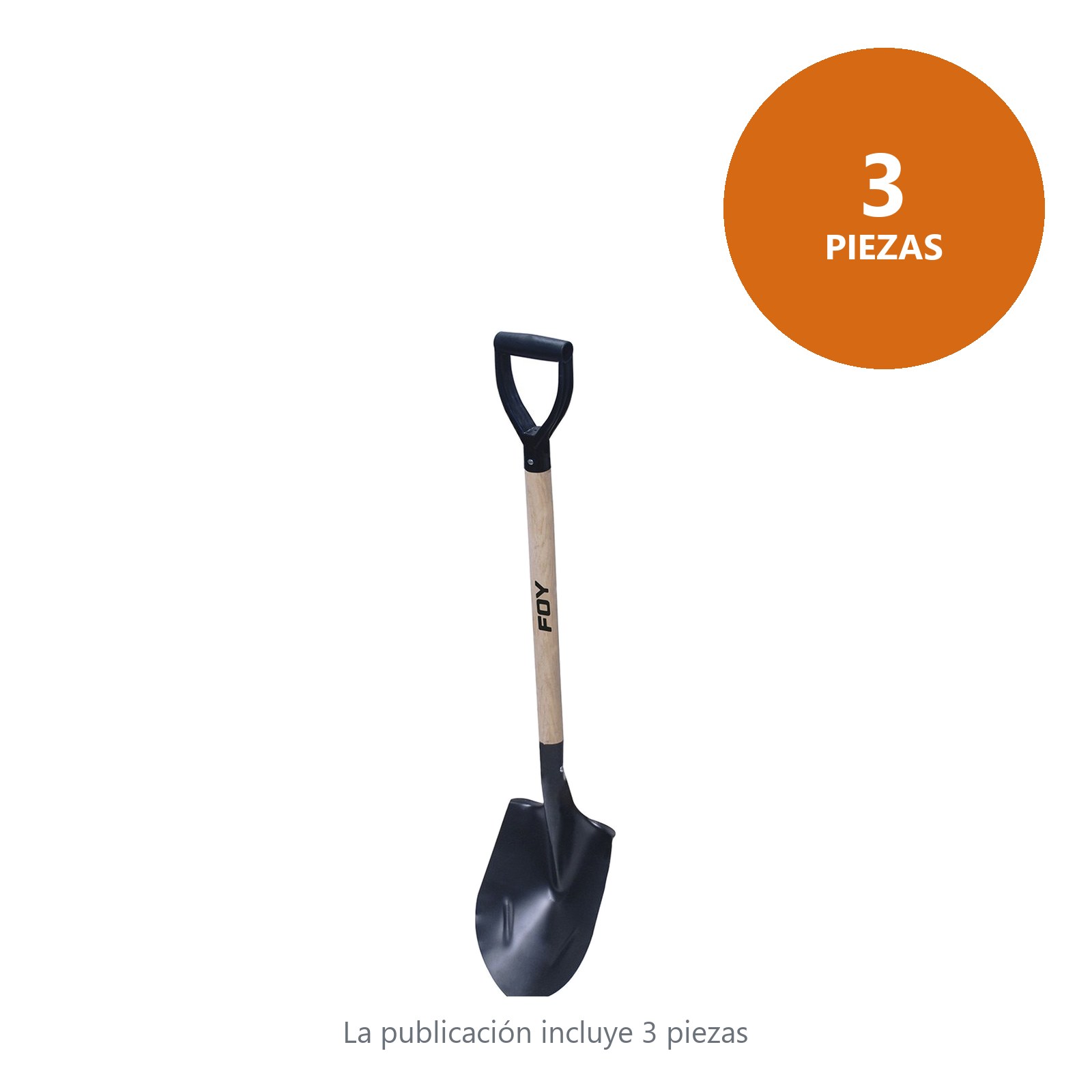 Pala con mango de madera con puño plástico "Y", redonda Foy - Imagen 2