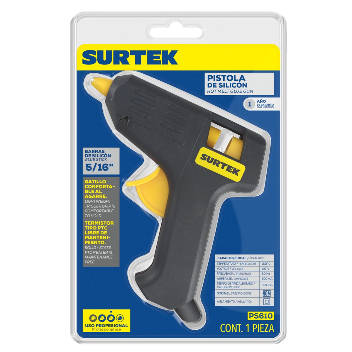Pistola para barras de silicon 5/16" 10 W Surtek - Imagen 2