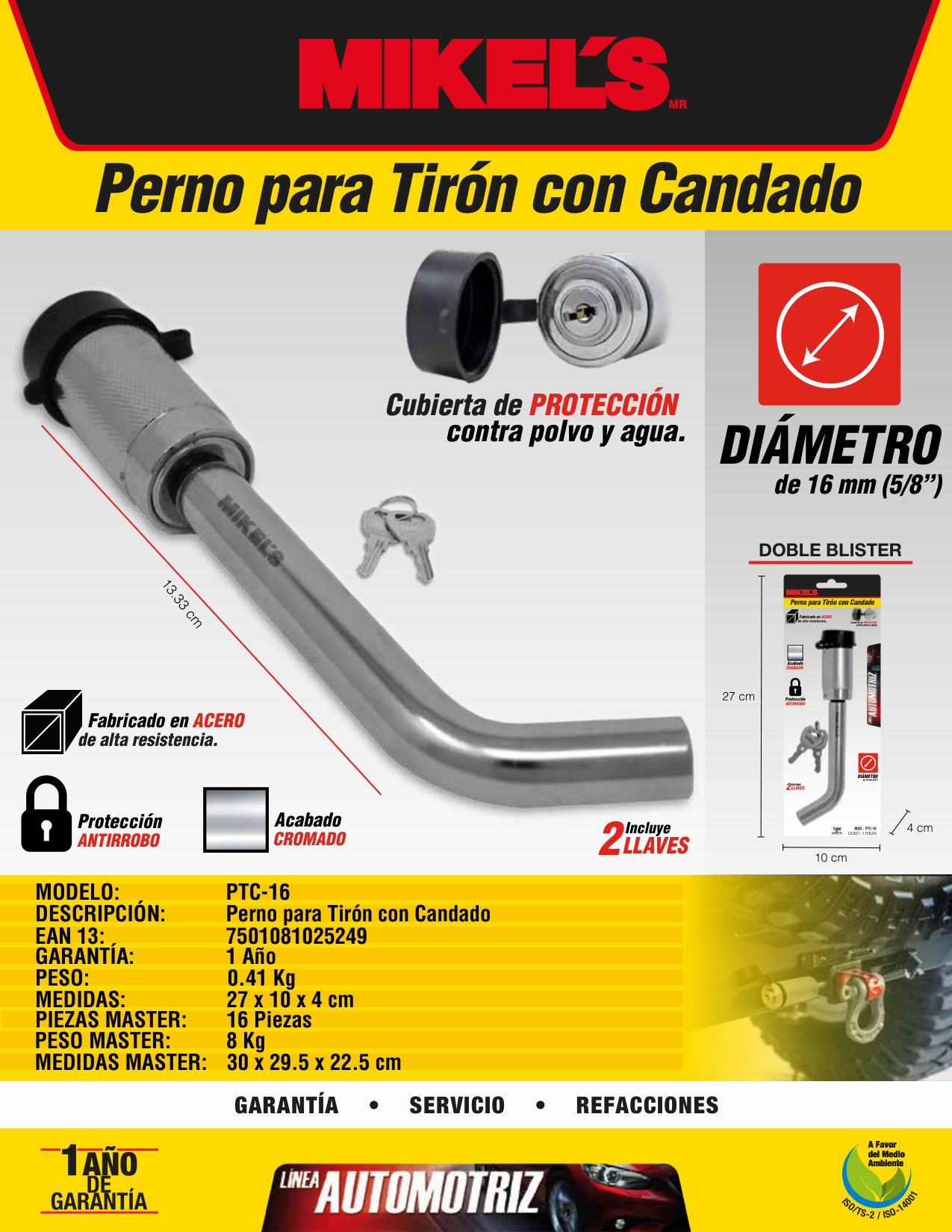MIKELS PTC-16 Perno para tirón con candado - Imagen 2
