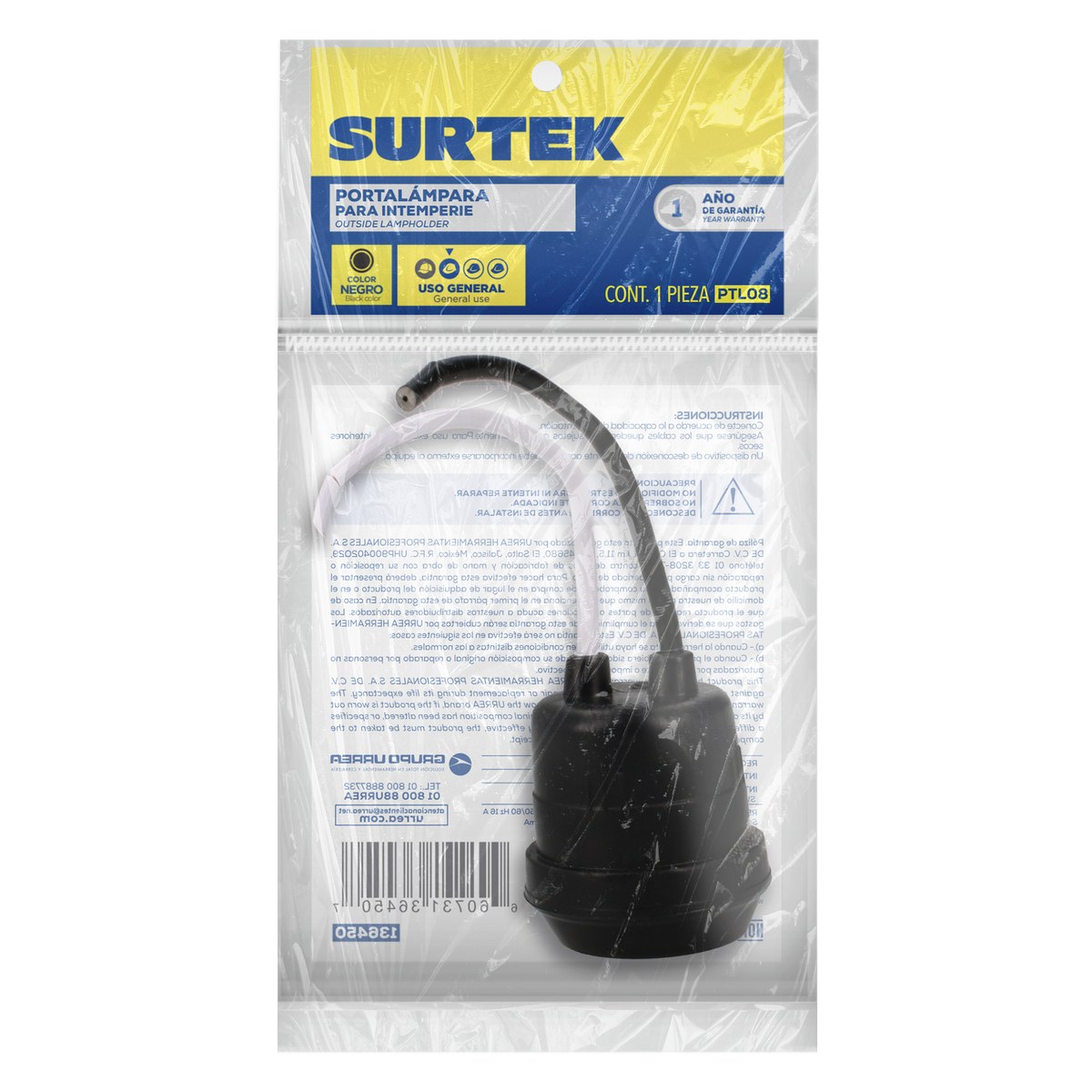 Portalámpara de hule para intemperie, color negro Surtek - Imagen 2