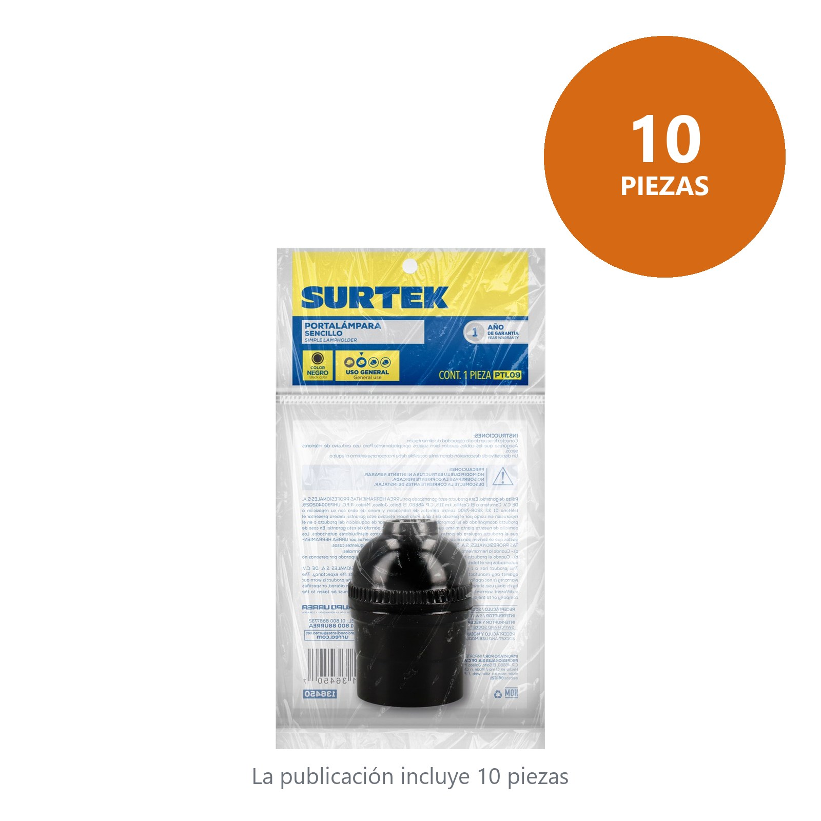 Portalámpara sencilla, color negro Surtek - Imagen 2