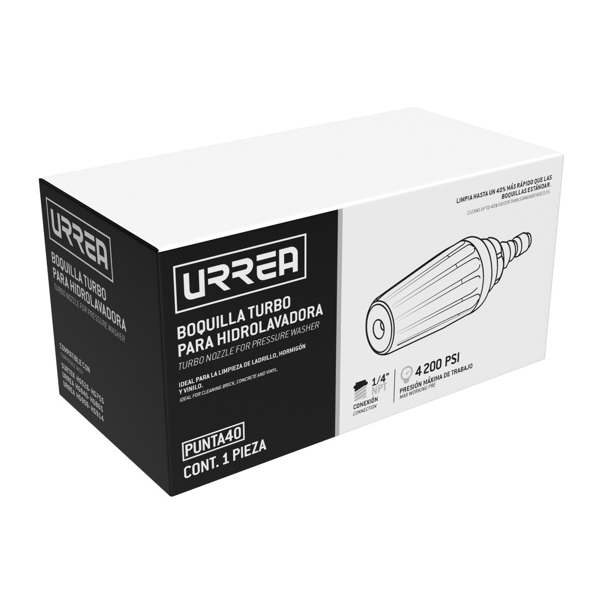 Punta turbo para lanza de hidrolavadora a gasolina HG840, HG865, HG909 y HG914 Urrea - Imagen 2