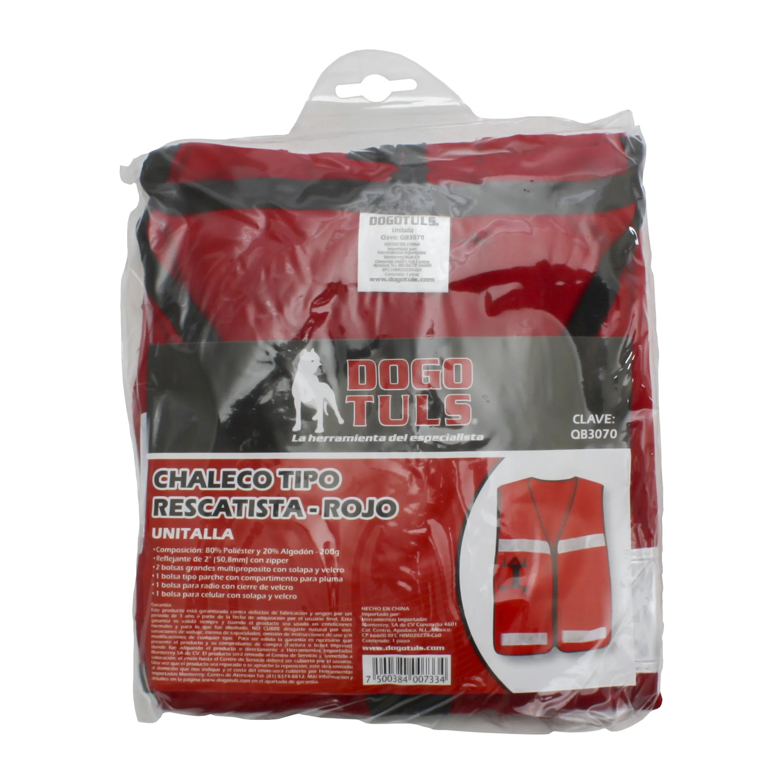 Chaleco Rescatista Rojo Unitalla - Imagen 2