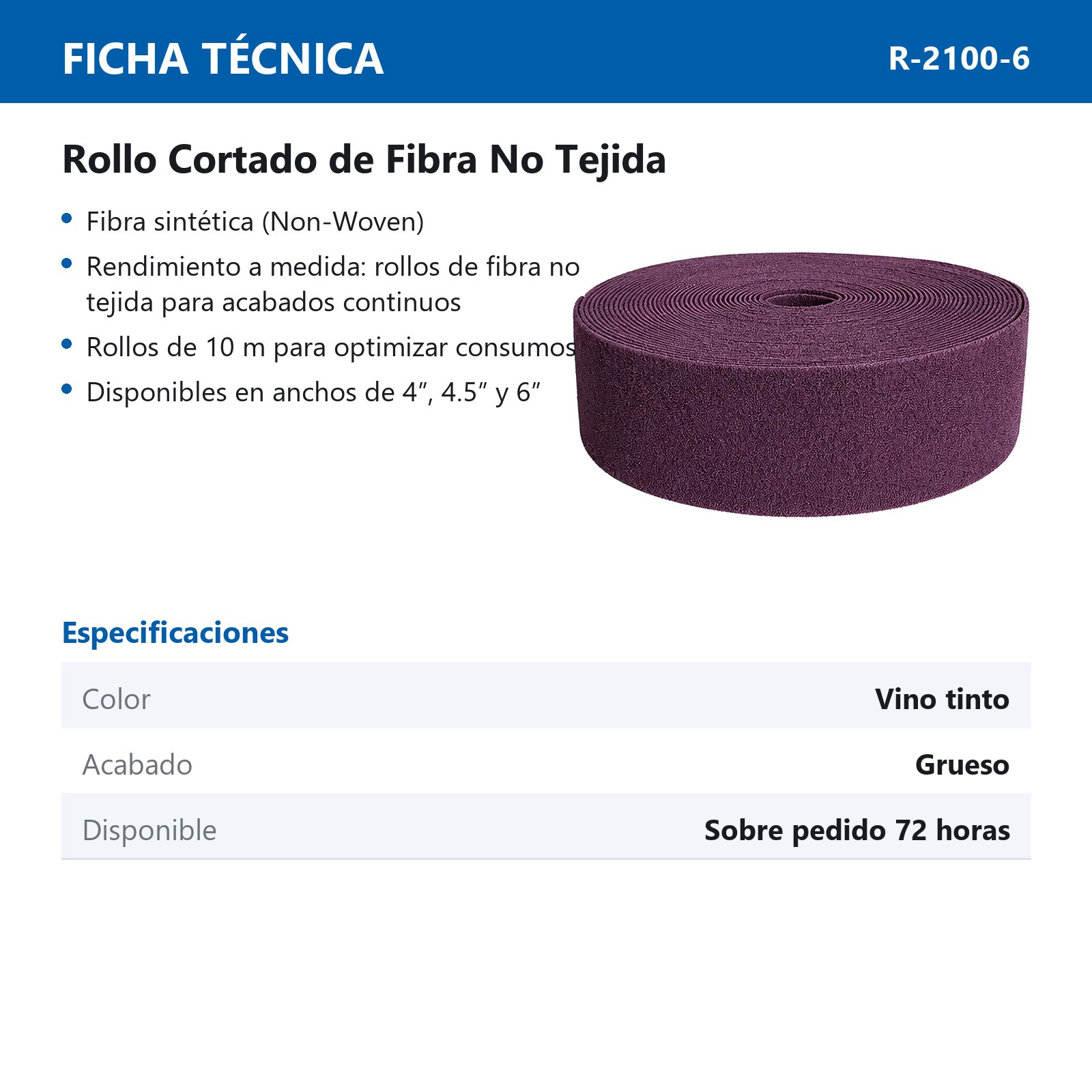 ROLLO DE FIBRA PRO VINO TINTO (GRUESO) 6"X394" (150MMX10MT) - Imagen 3