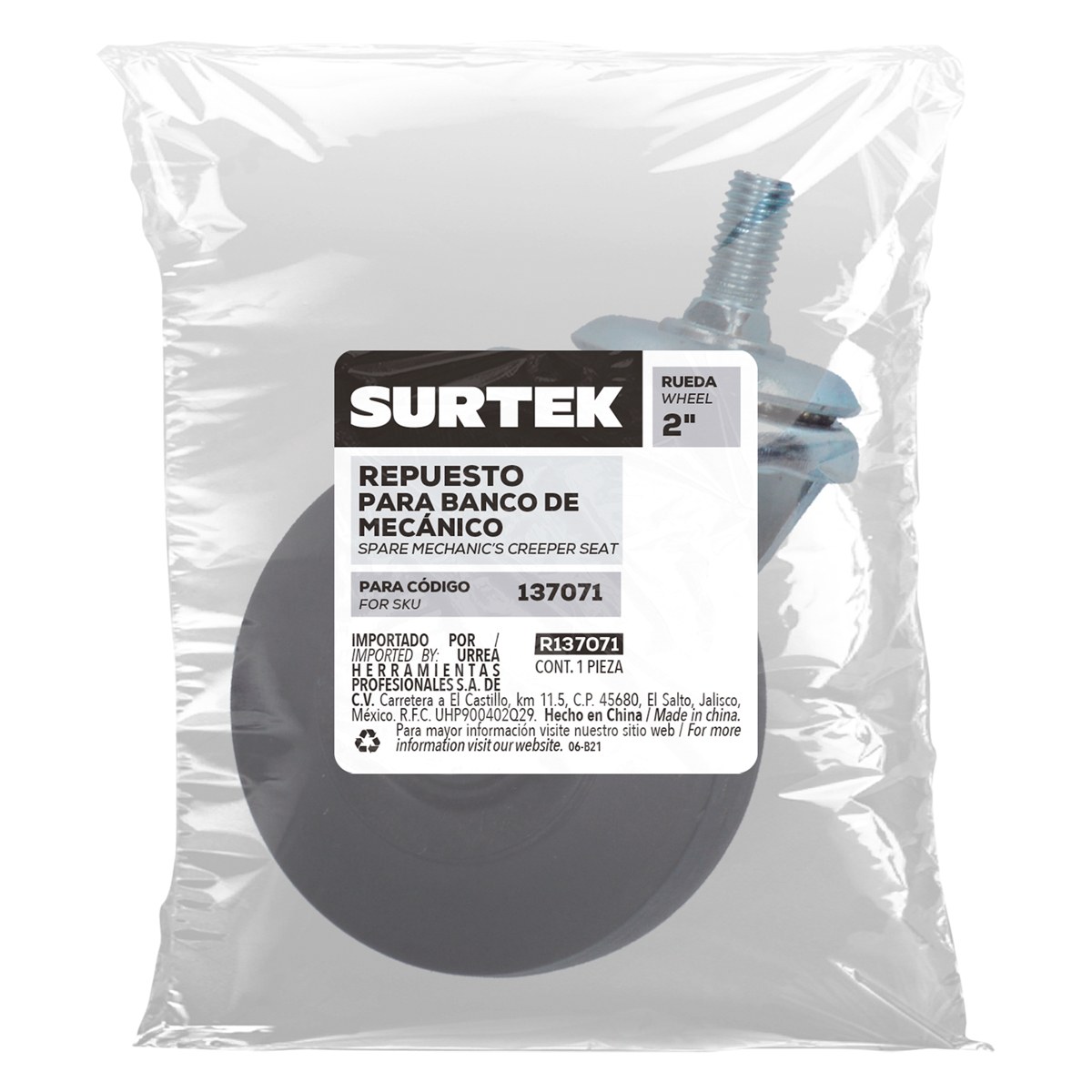 Repuesto de ruedas para cama para mecánico 137071, 14" Surtek - Imagen 2