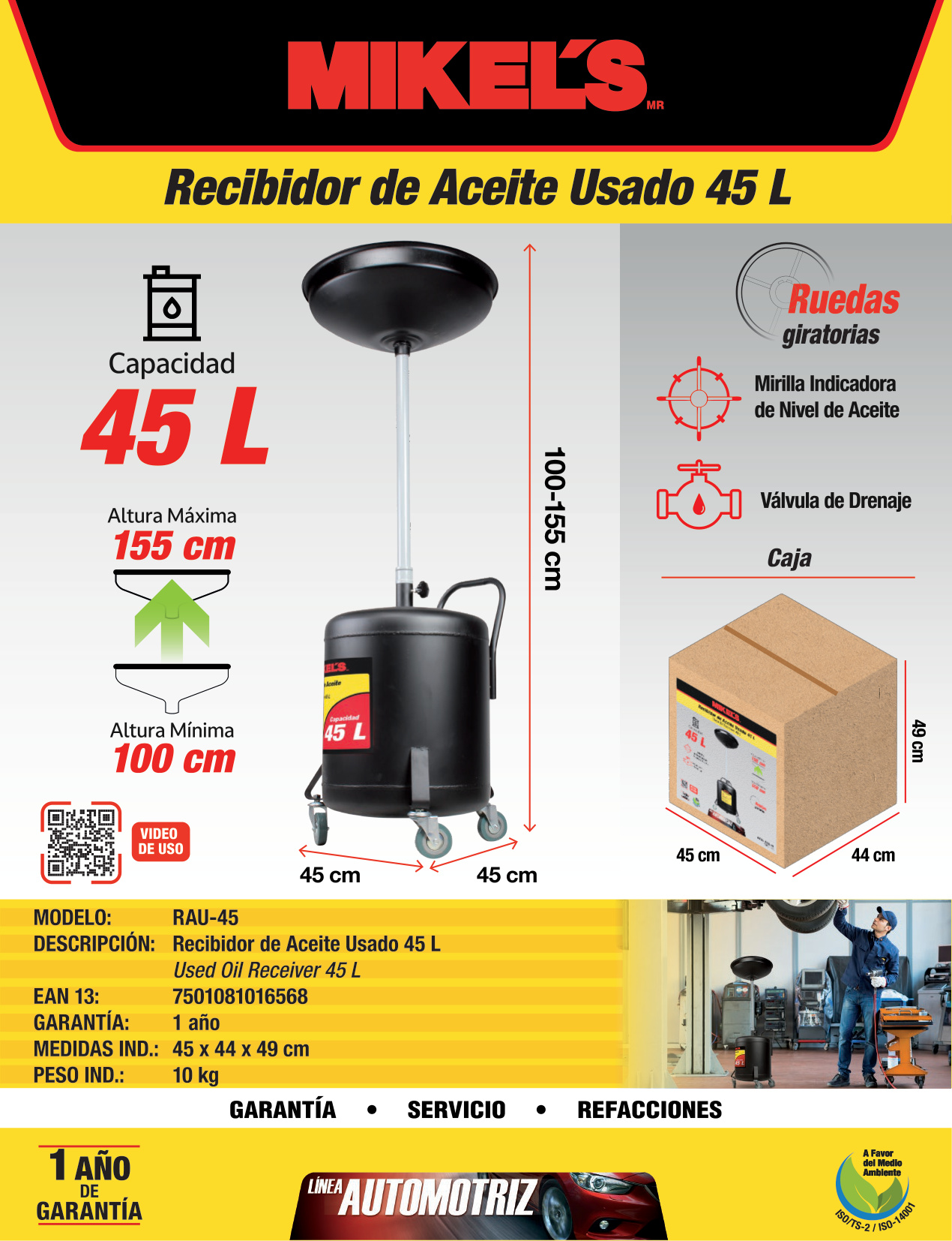 MIKELS RAU-45 Recibidor de aceite (45 lts) - Imagen 4