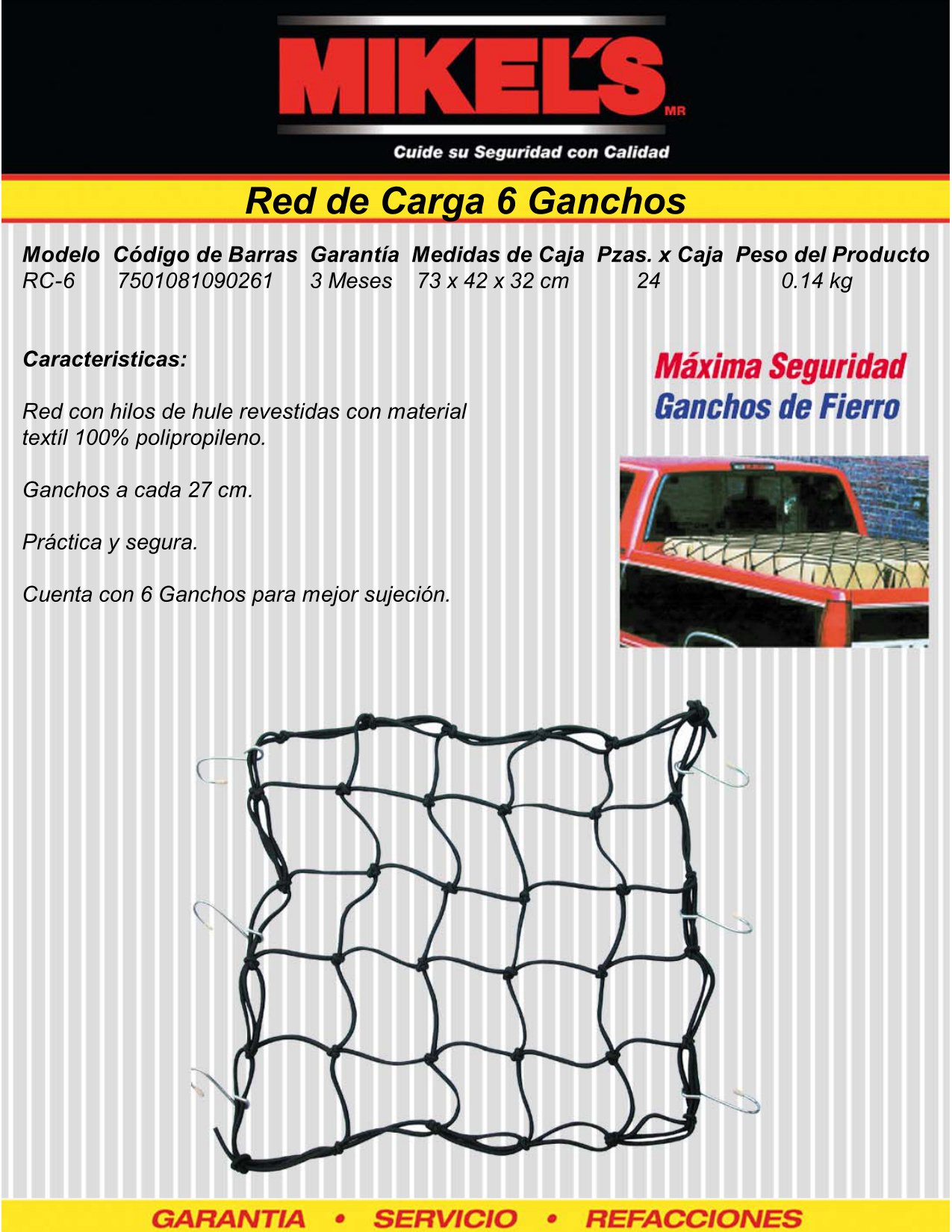 MIKELS RC-6 Red carga (30 x 30 cms, 6 ganchos) - Imagen 4