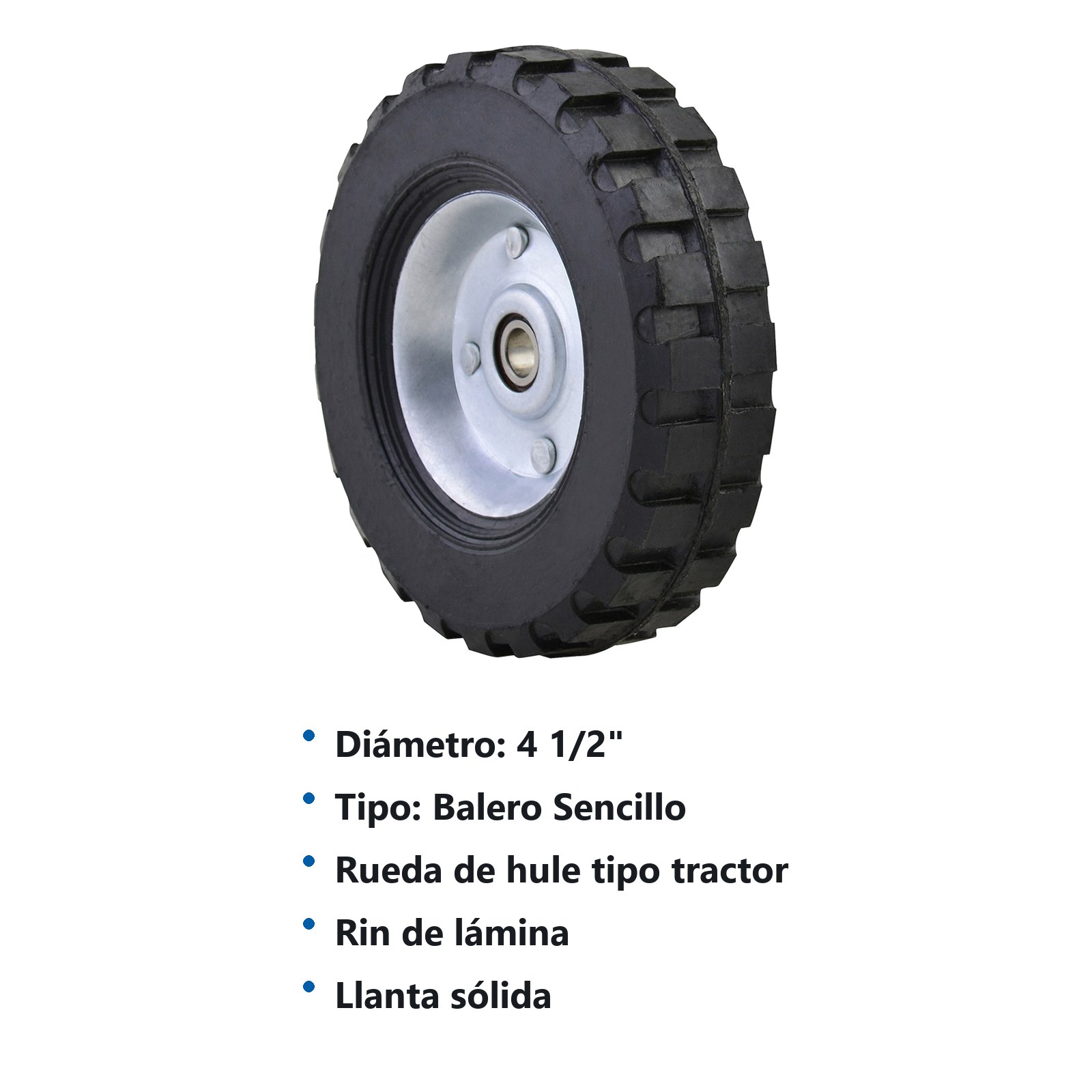 Rueda sólida para diablo con balero sencillo 45 kg, 4-1/2" Surtek - Imagen 2