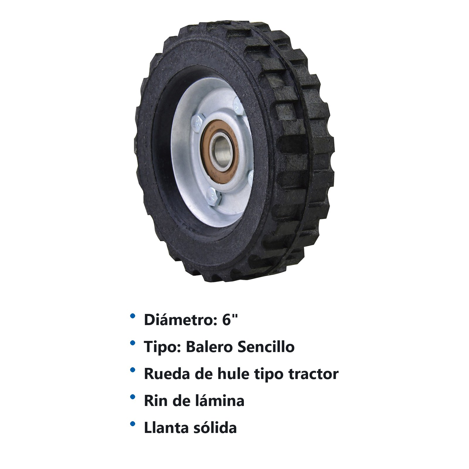 Rueda sólida para diablo con balero sencillo 75 kg, 6" Surtek - Imagen 2