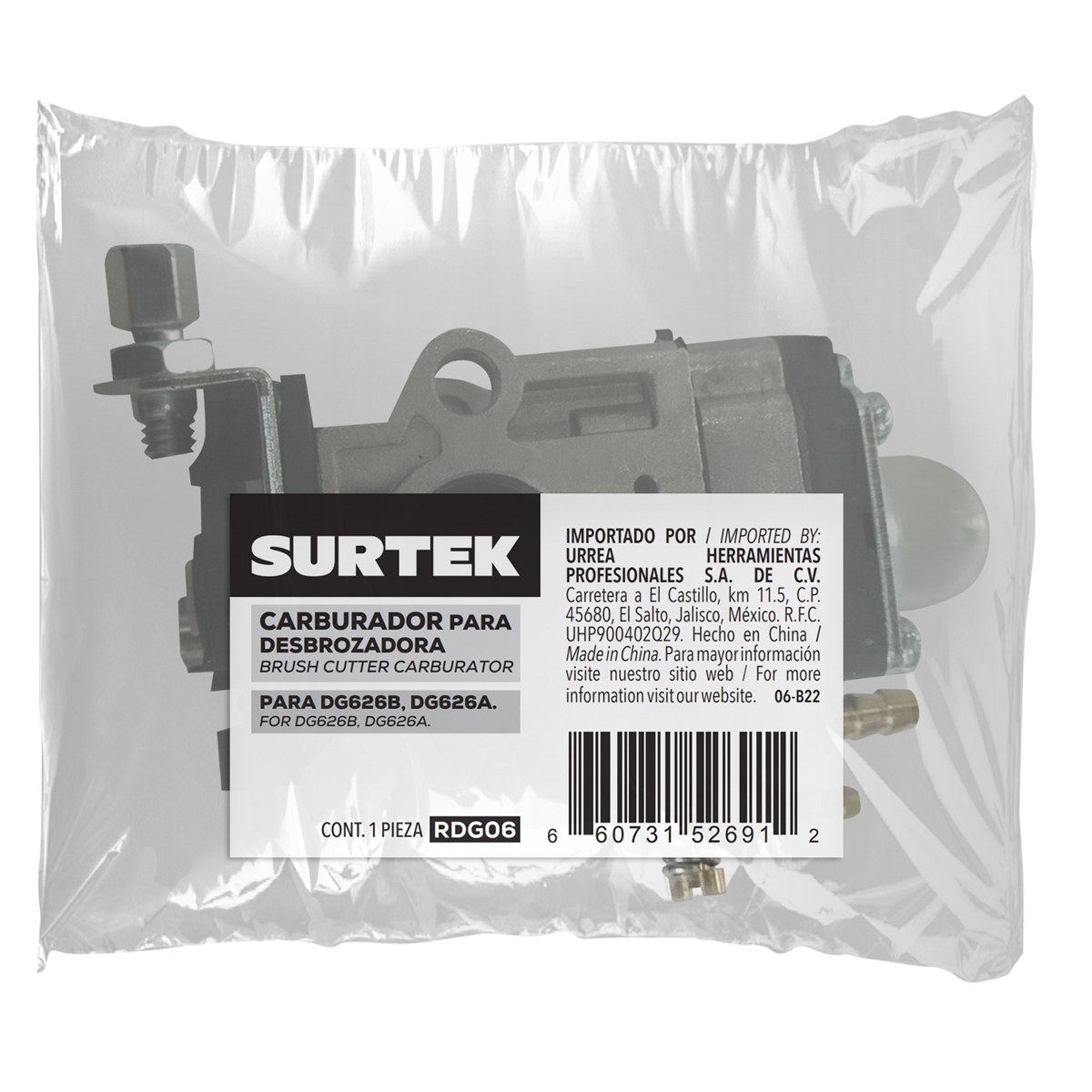 Carburador para desbrozadora DG626B y DG626A Surtek - Imagen 2
